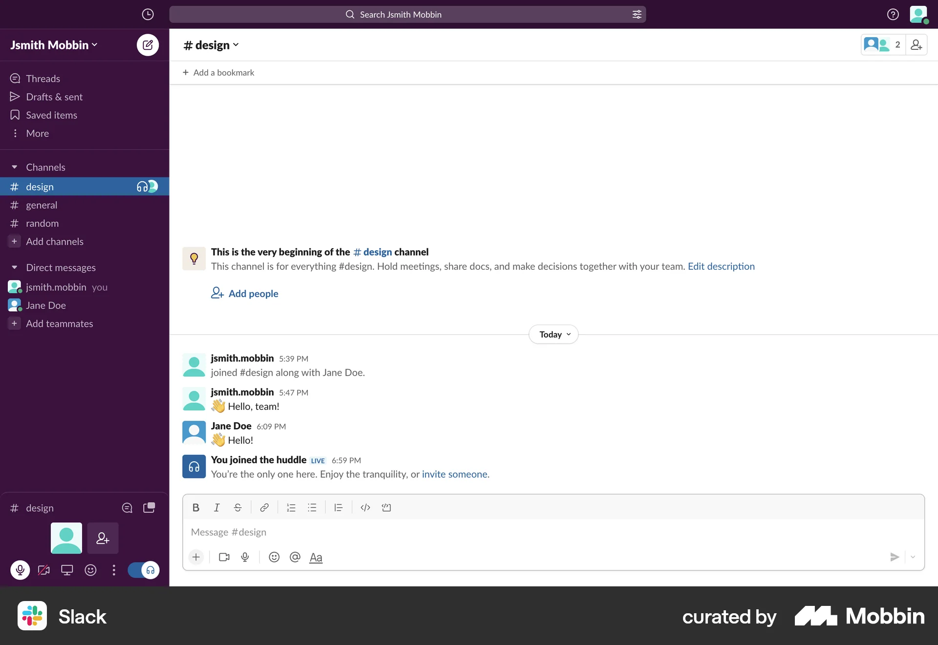 Slack Web Call screen