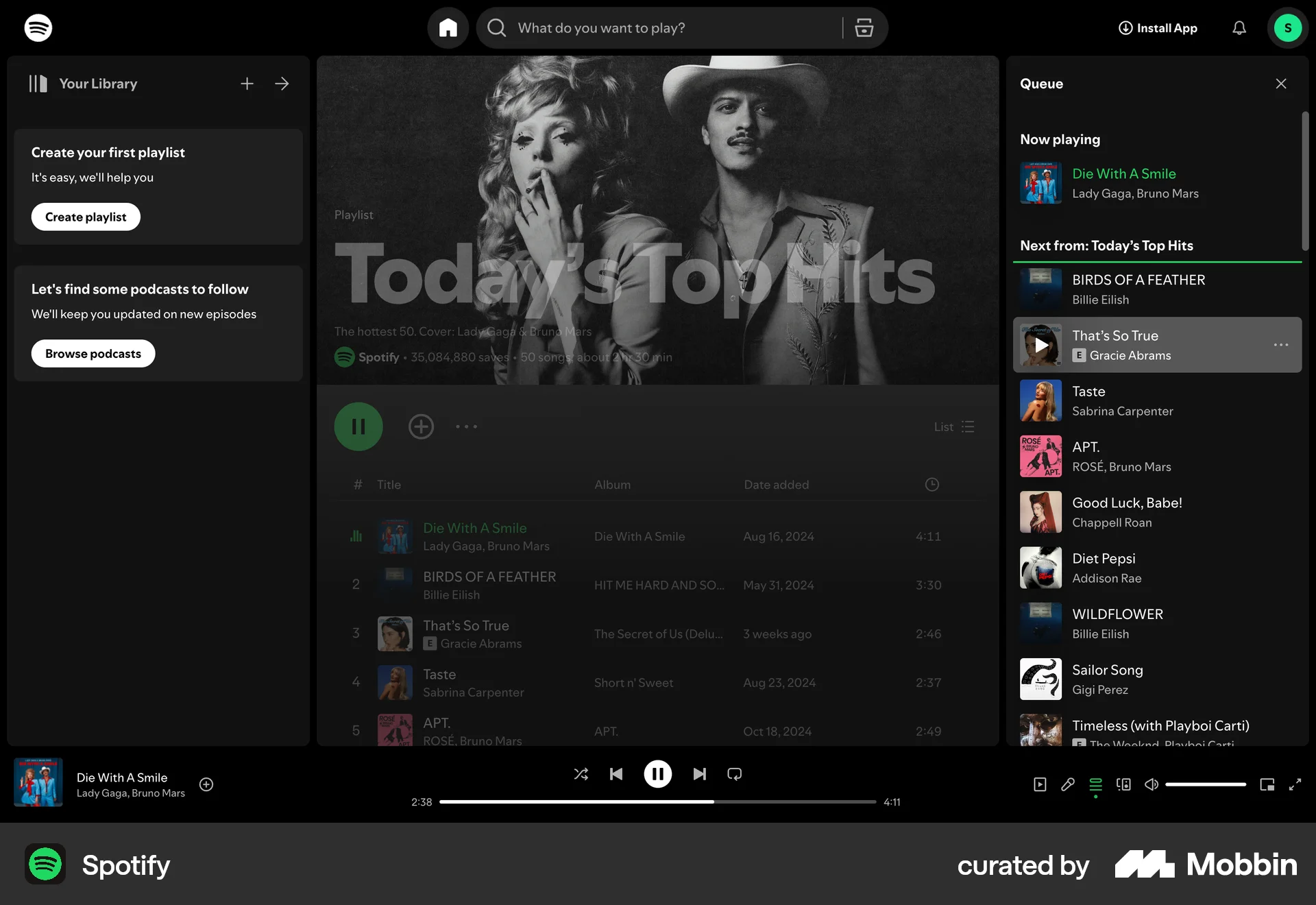 Spotify Web Reorder screen