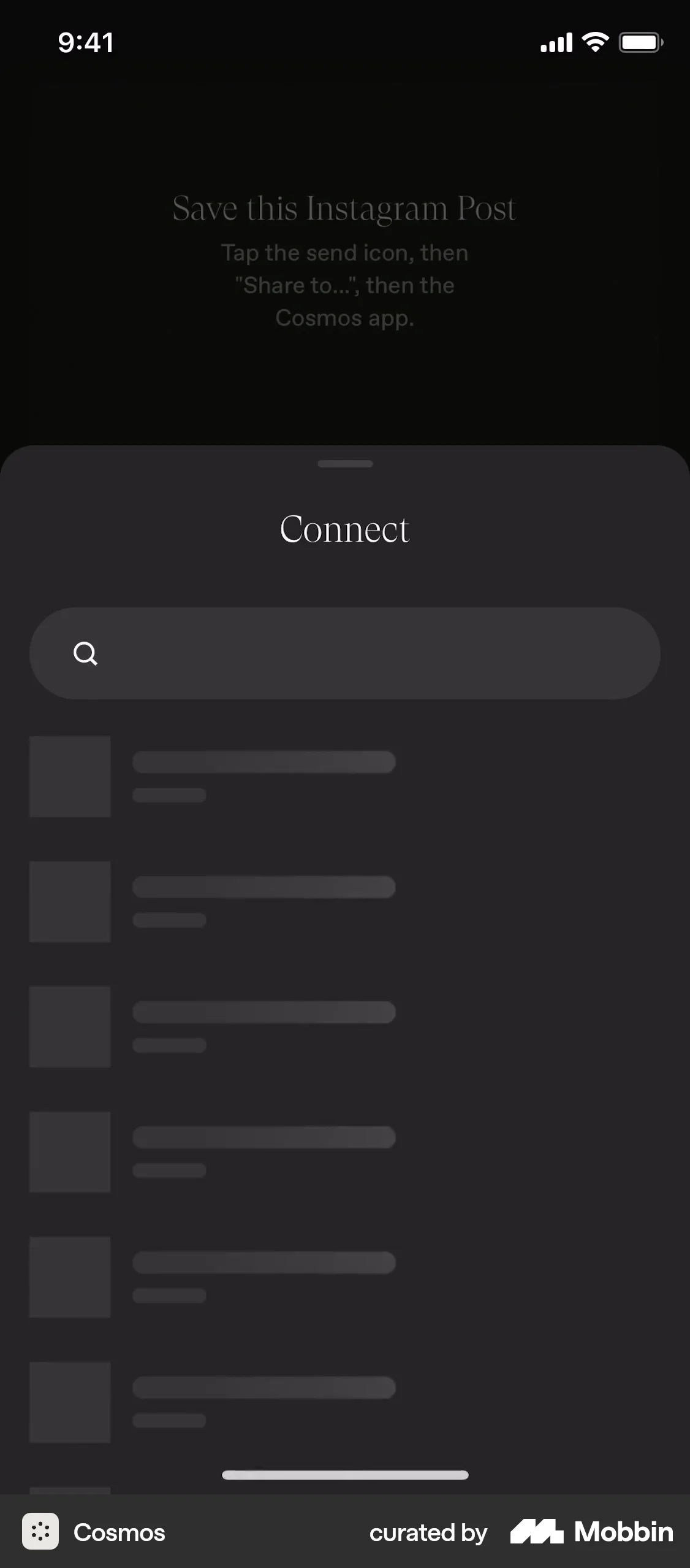 Cosmos iOS screen containing Skeleton UI element
