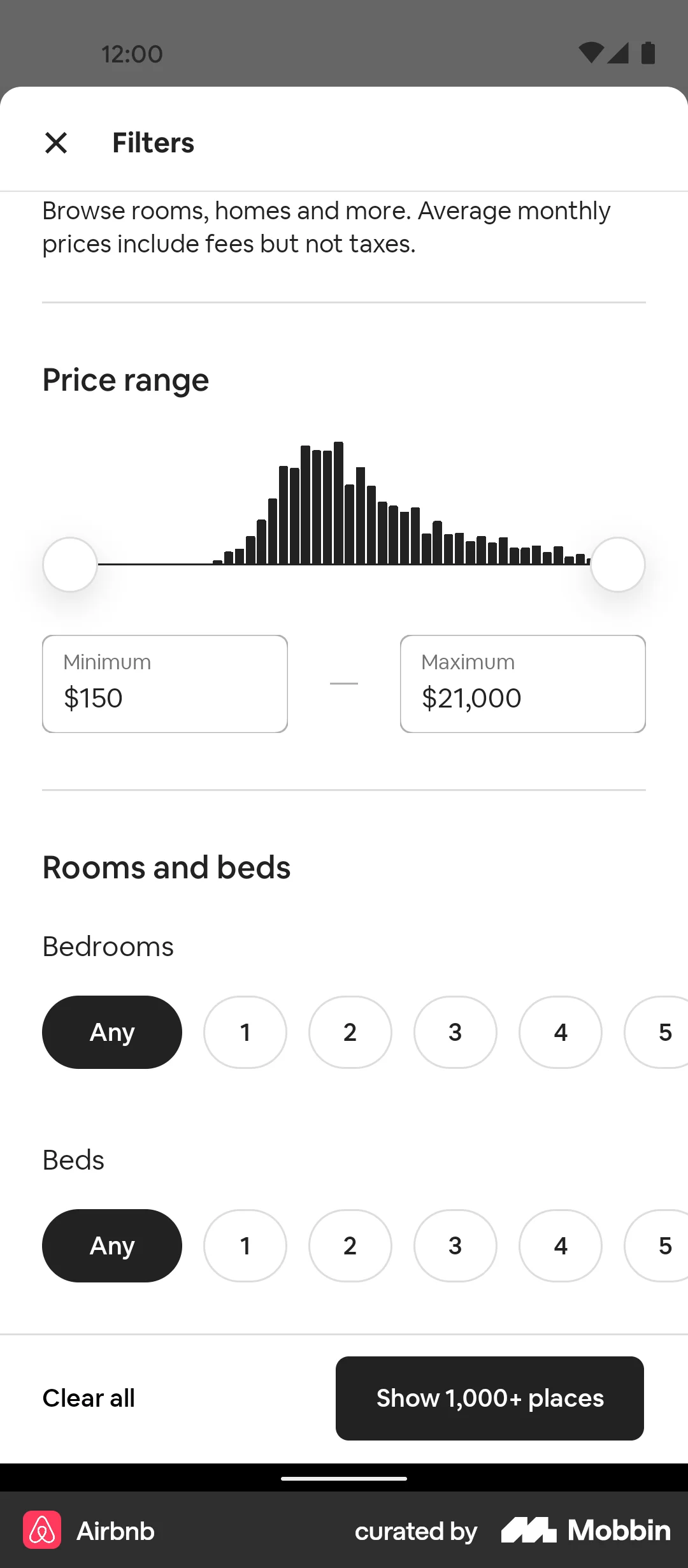 Airbnb Android Charts screen