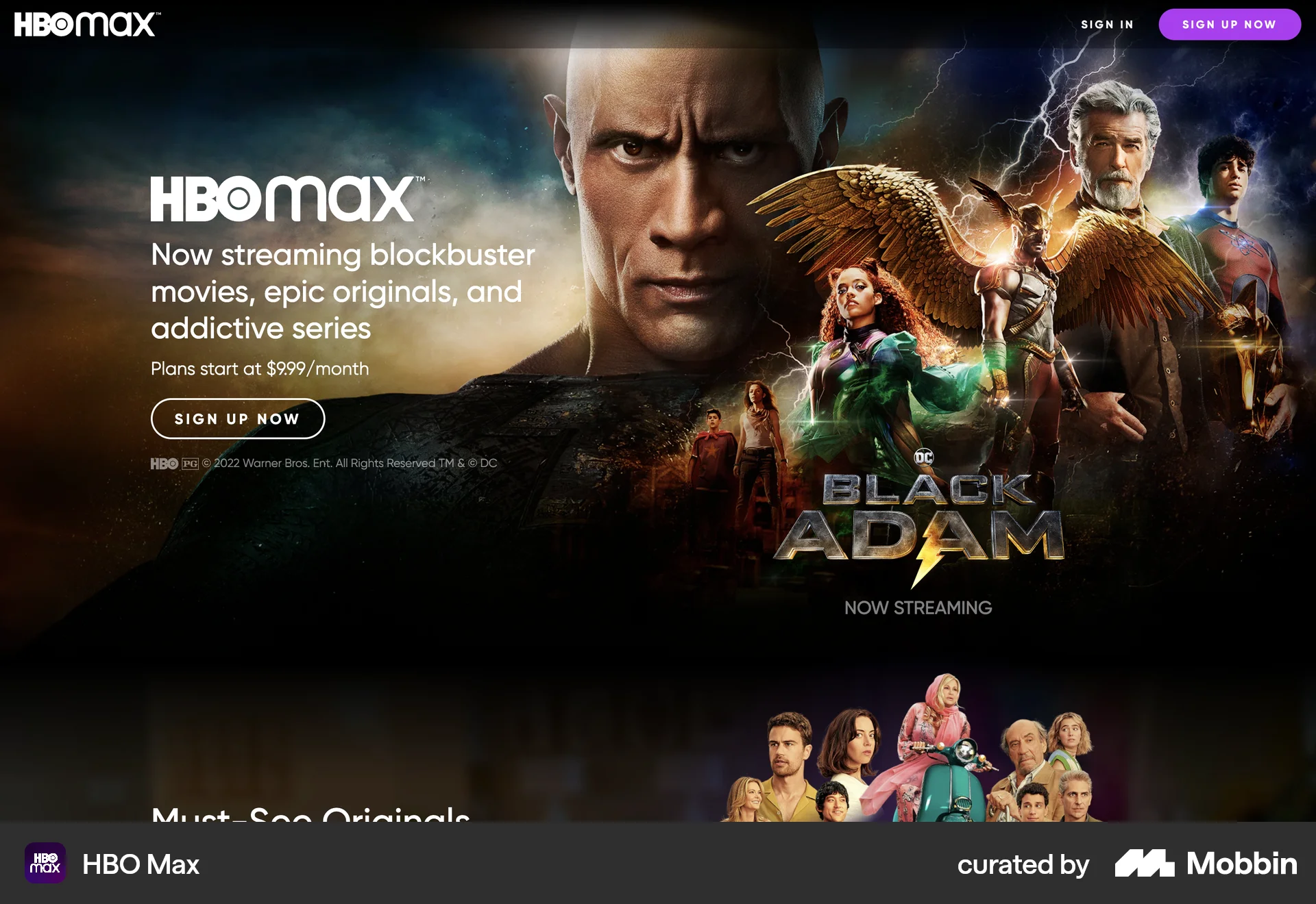 HBO Max Web Homepage | Mobbin