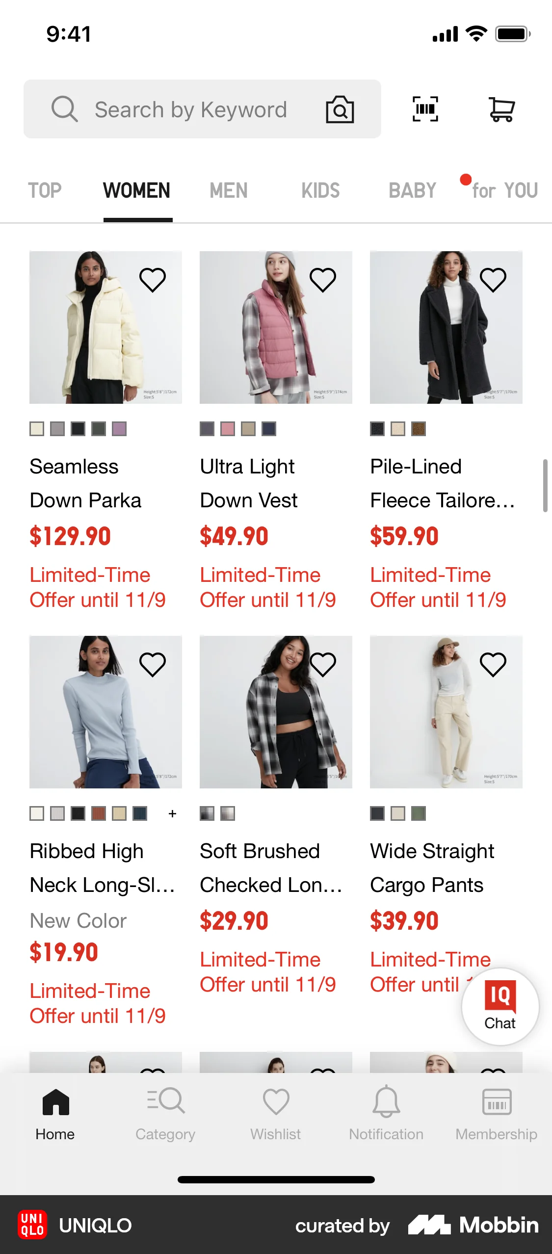 UNIQLO iOS Shop & Storefront screen