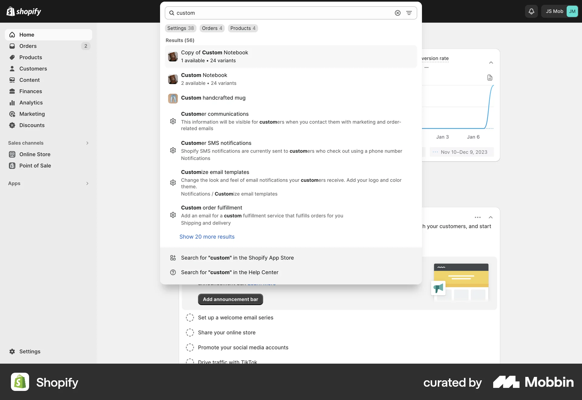 Shopify Web CRM App screen
