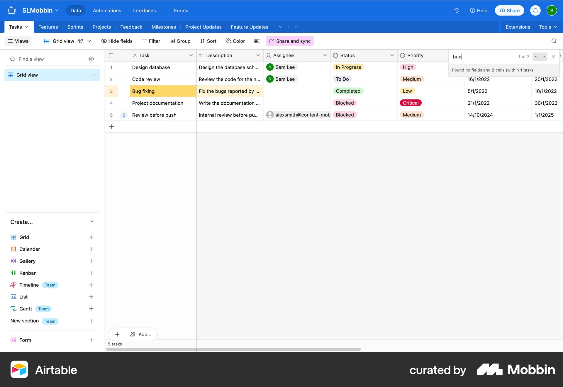 Airtable Web screen containing Pagination UI element