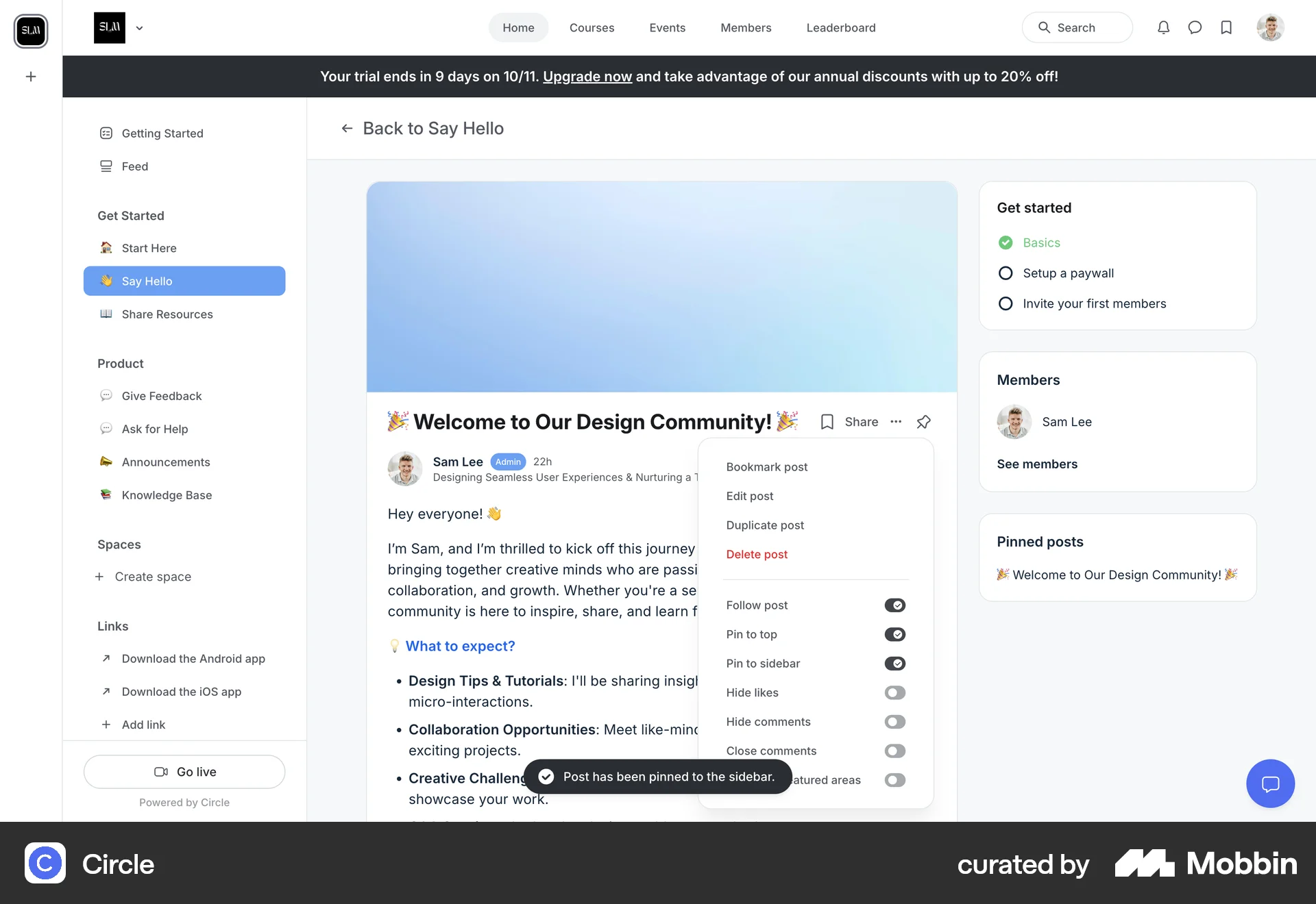 Circle Web Favorite & Pin screen