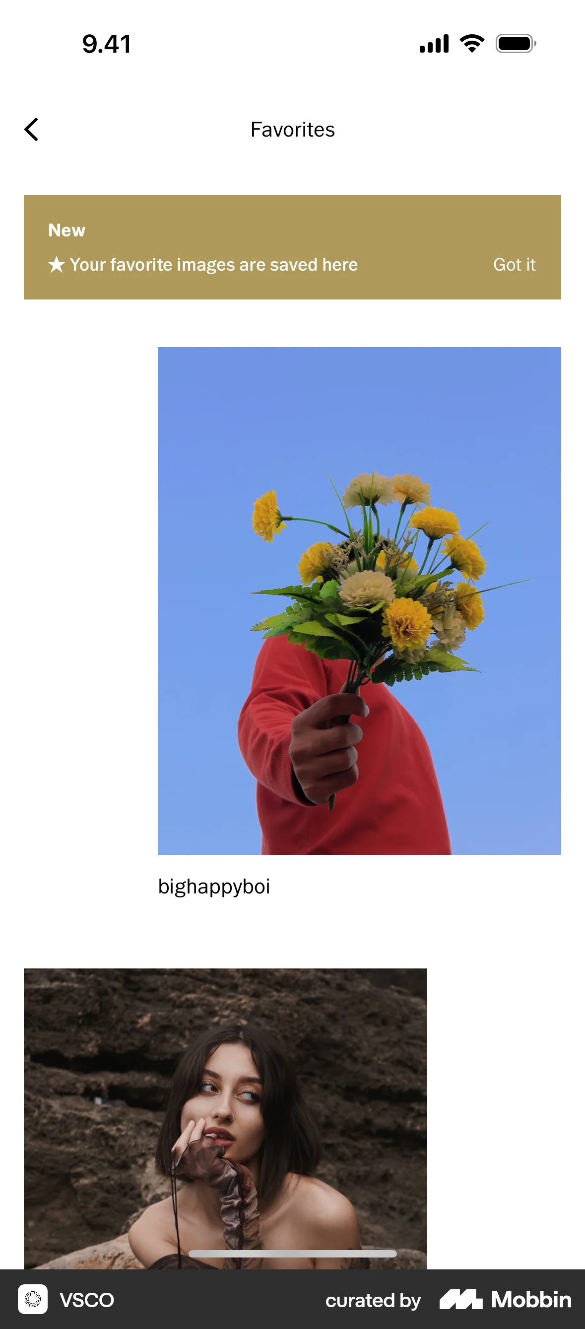 VSCO iOS screen containing Coach Marks UI element