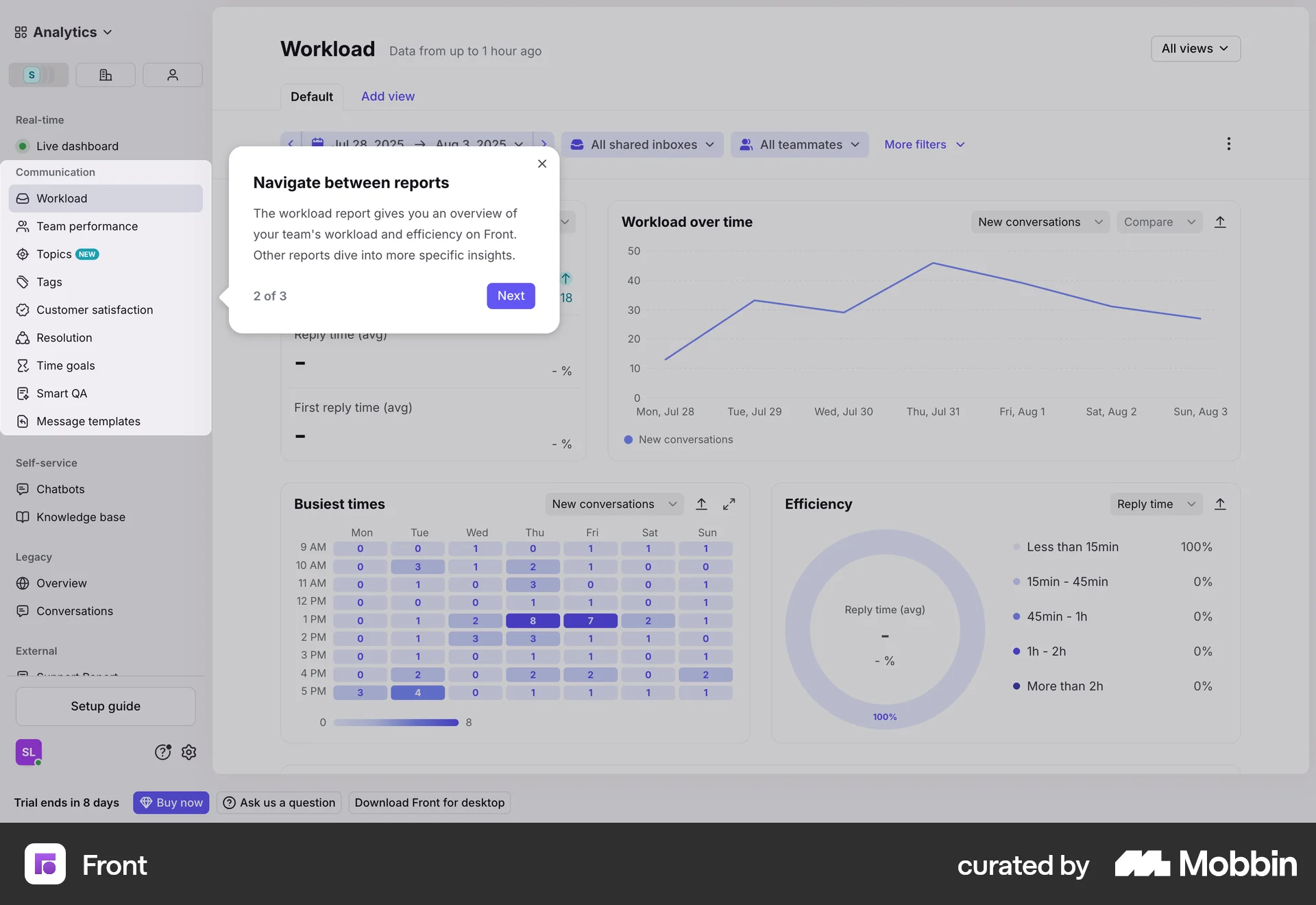 Front Web Guided Tour & Tutorial screen