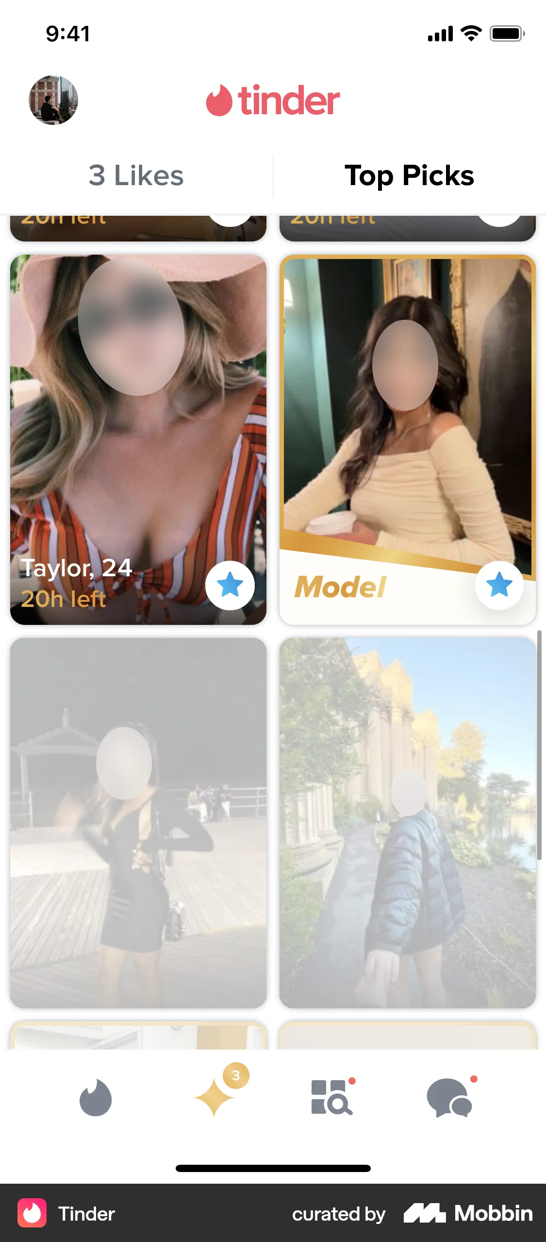 Tinder iOS screen containing Gallery UI element