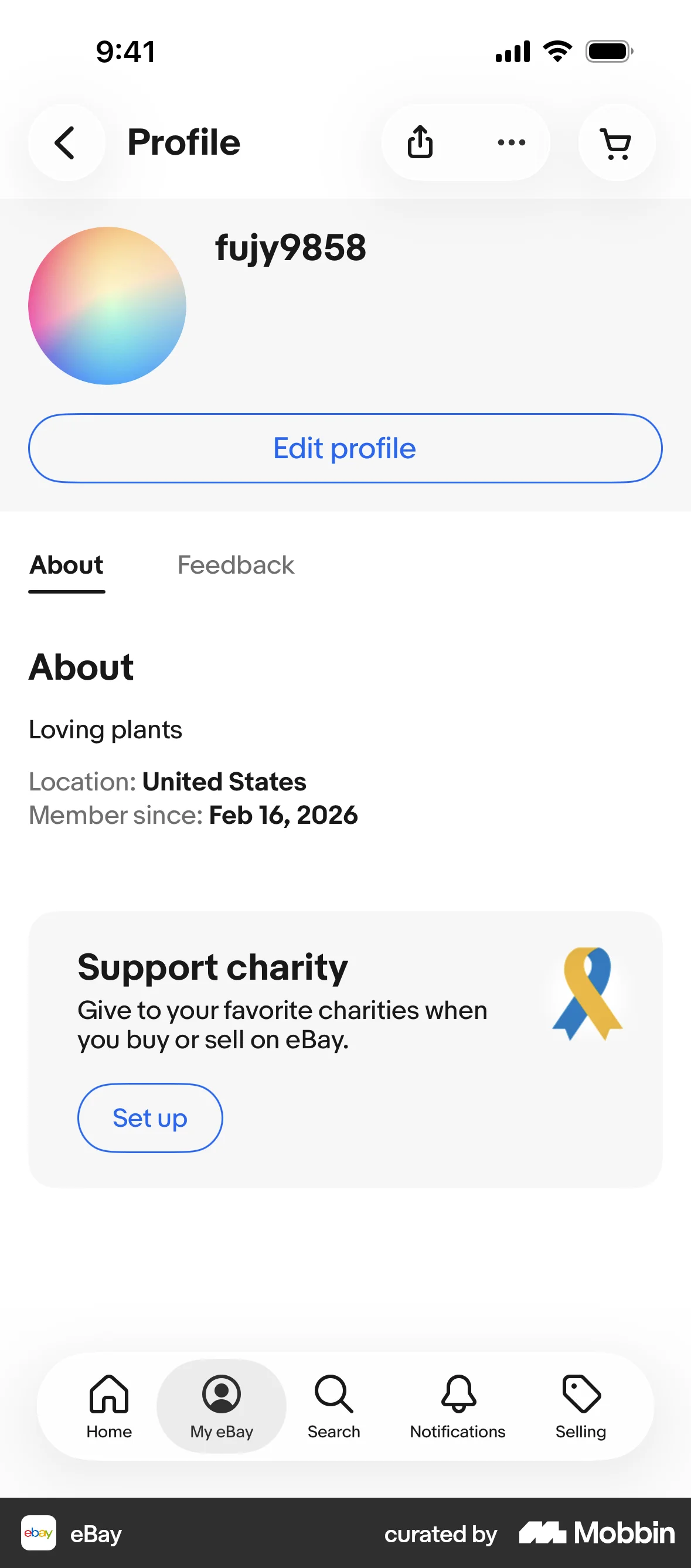 eBay iOS My Account & Profile screen