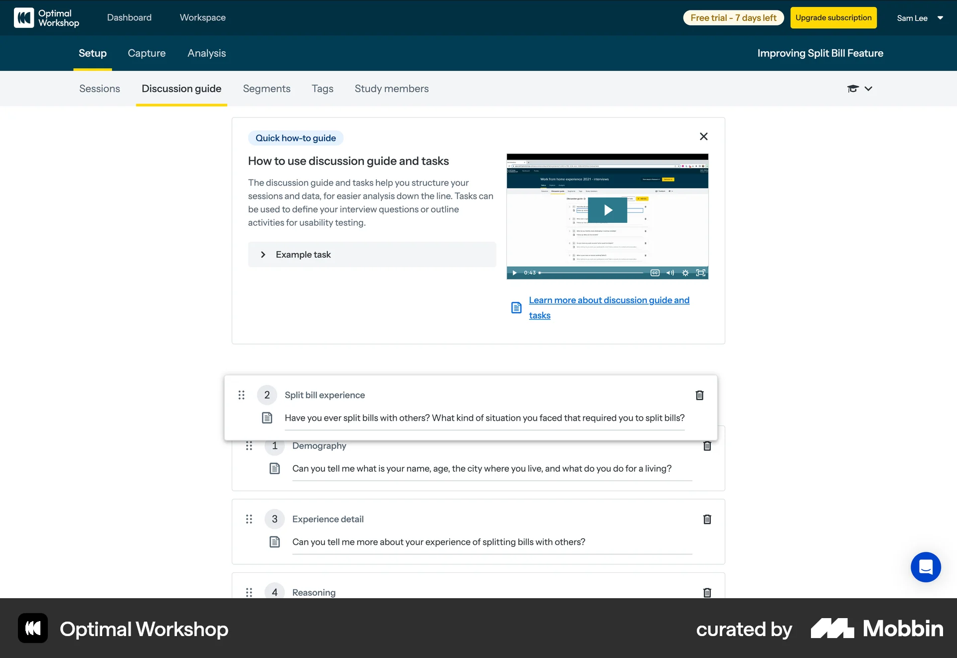 Optimal Workshop Web Reorder screen