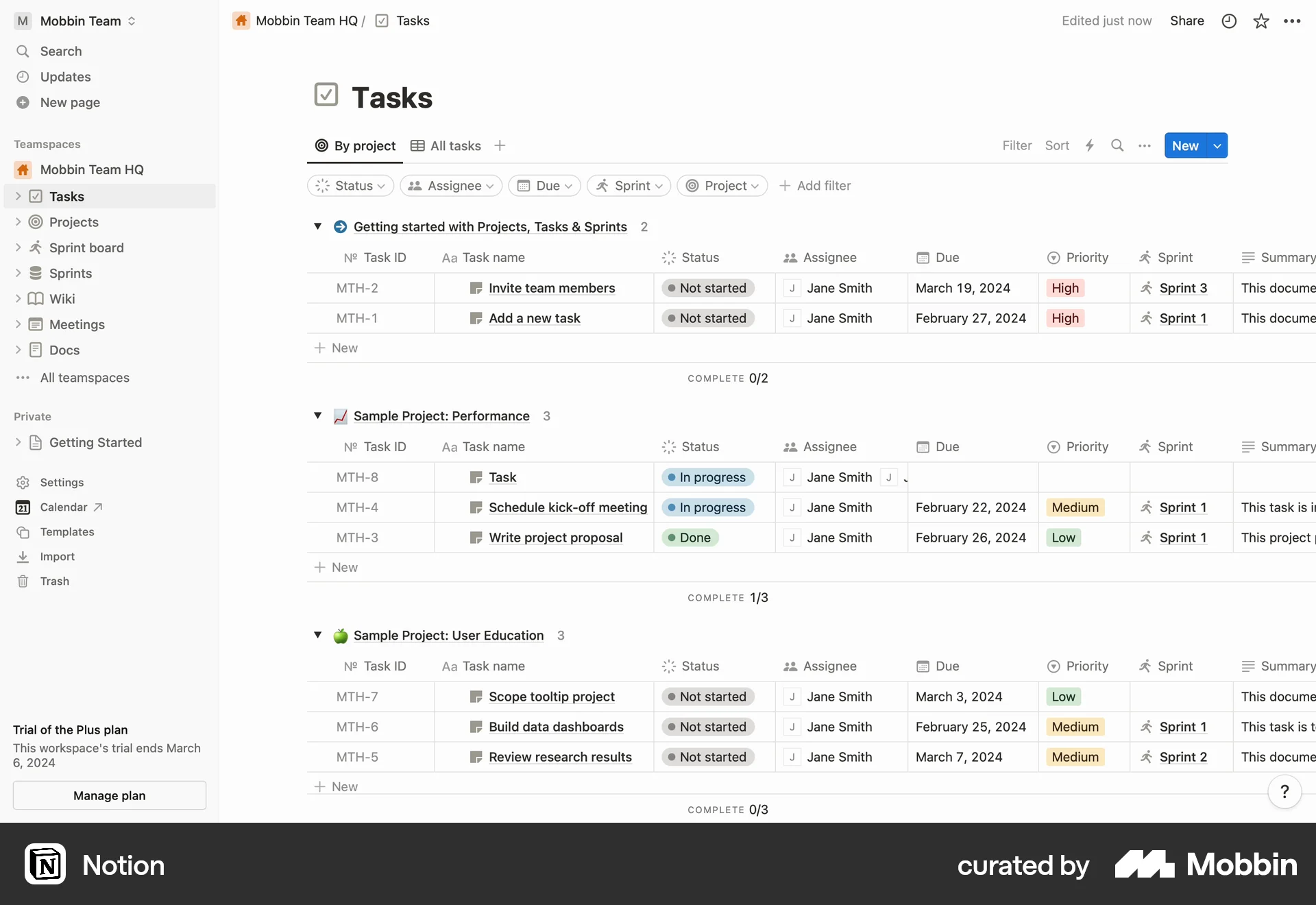 Notion Web screen containing Breadcrumbs UI element
