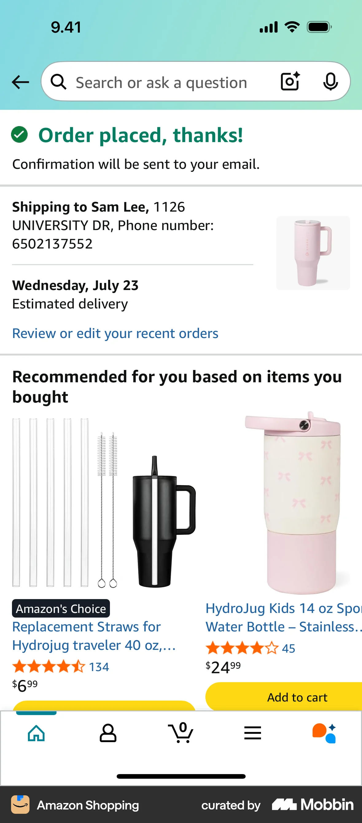 Amazon Shopping screen