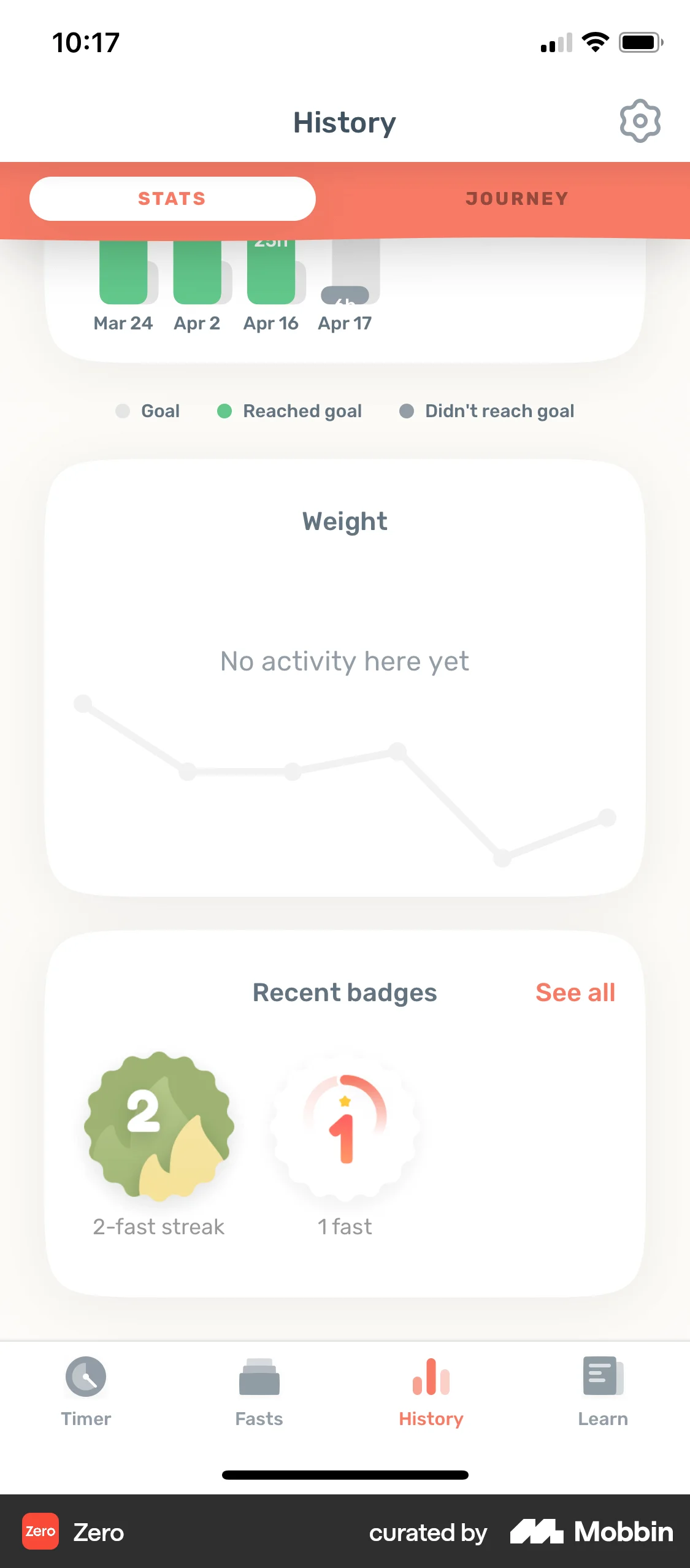 Zero iOS Achievements & Awards screen