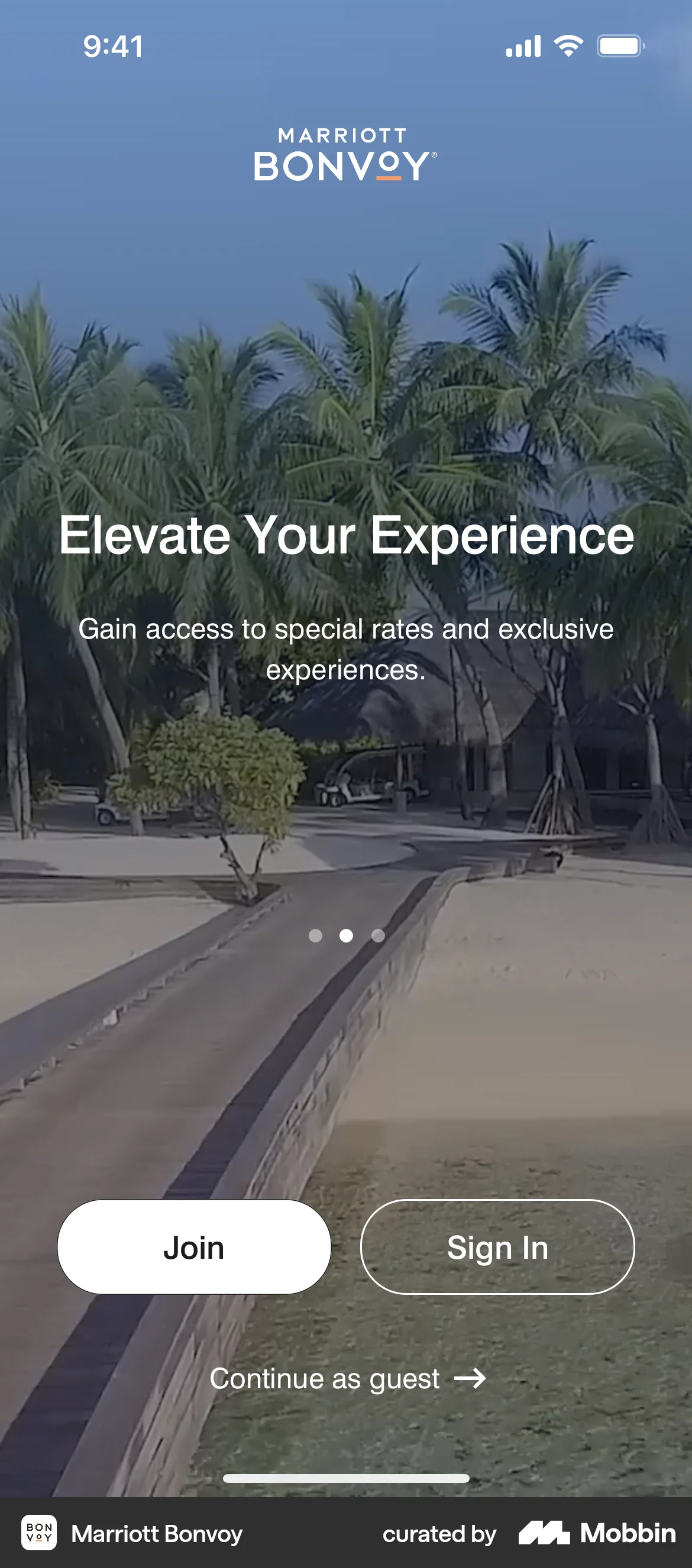 Marriott Bonvoy iOS Welcome & Get Started screen