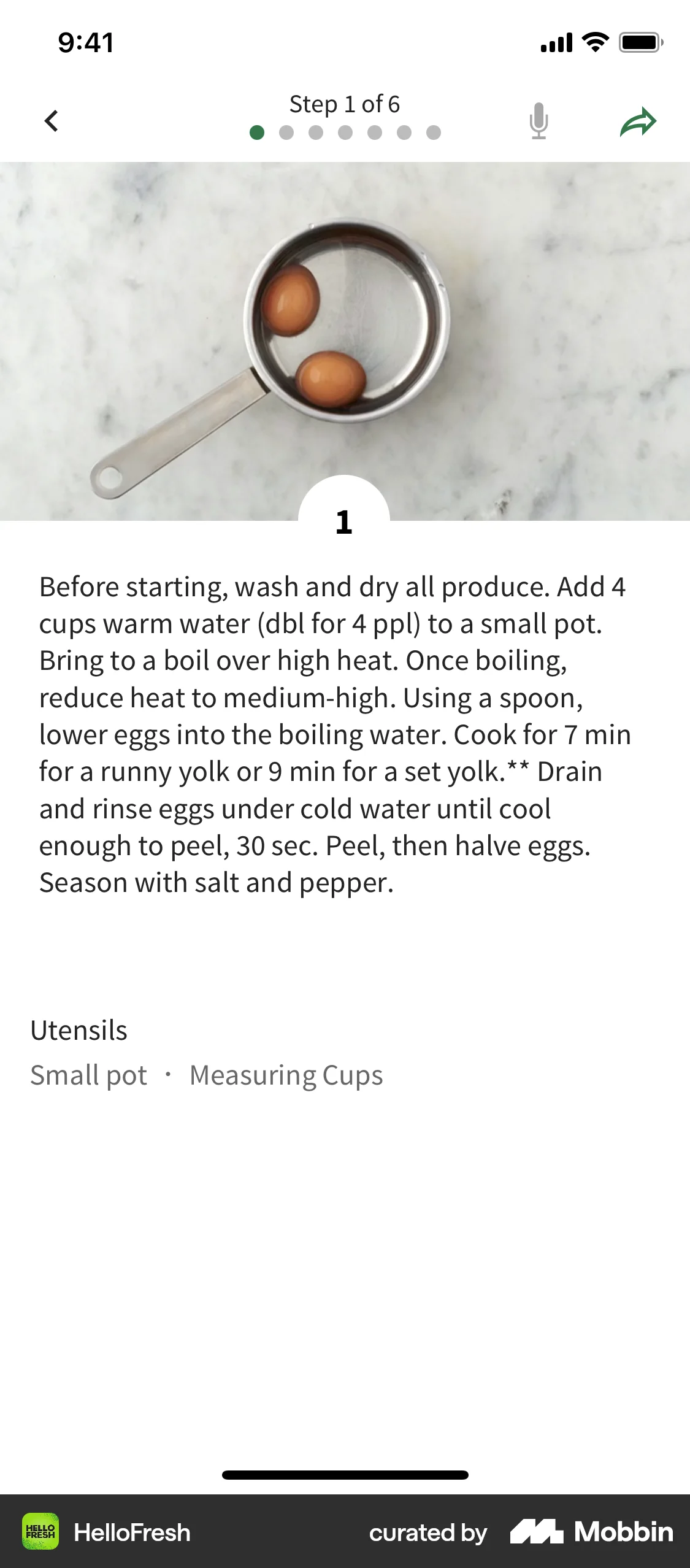 HelloFresh iOS Recipe Detail screen
