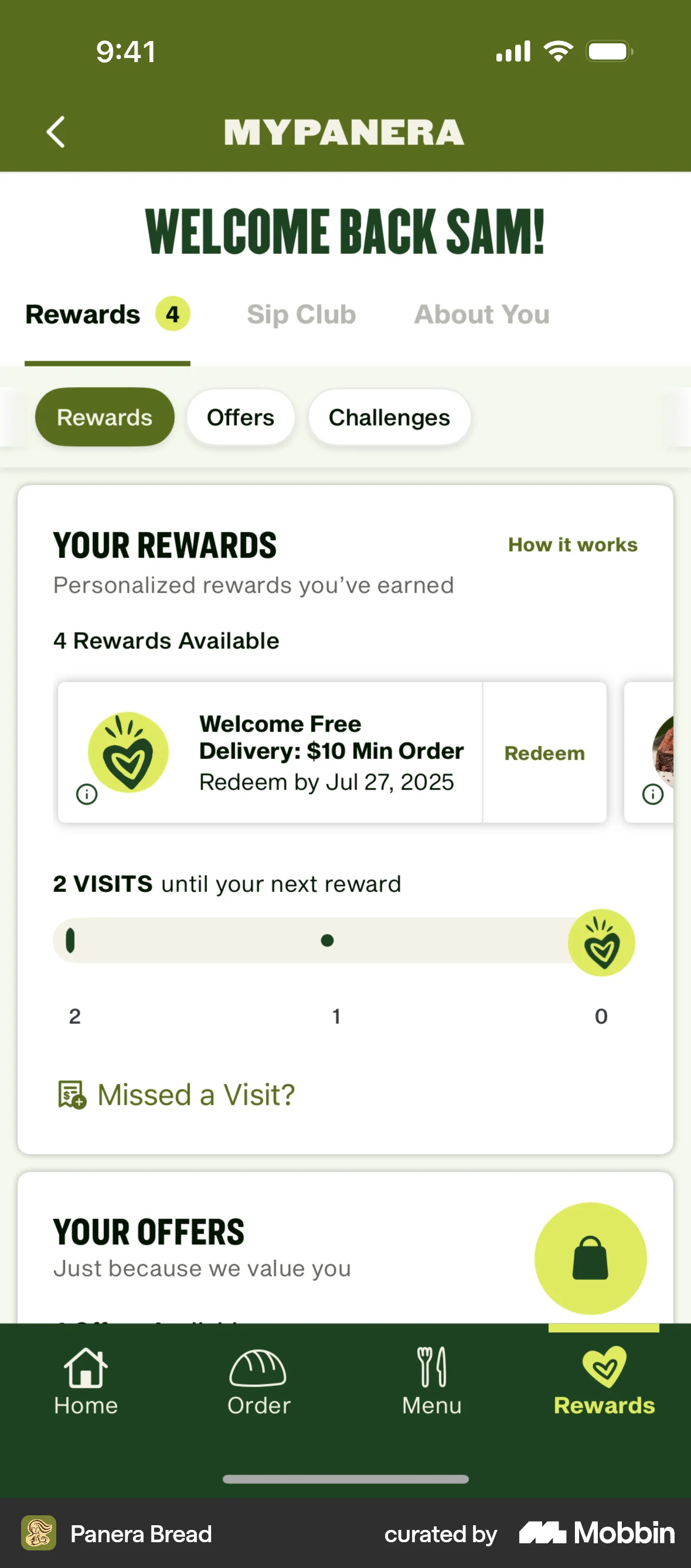 Panera Bread iOS Progress screen
