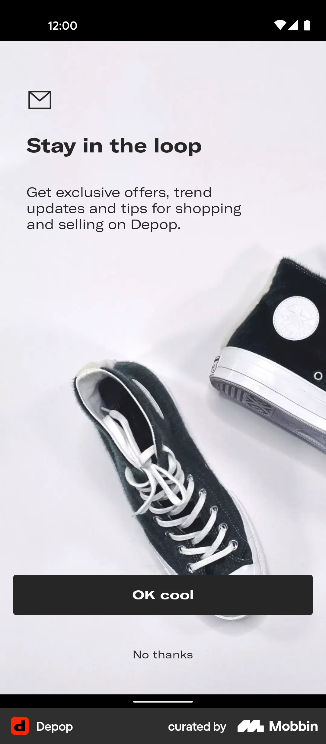 Depop Android Permission screen