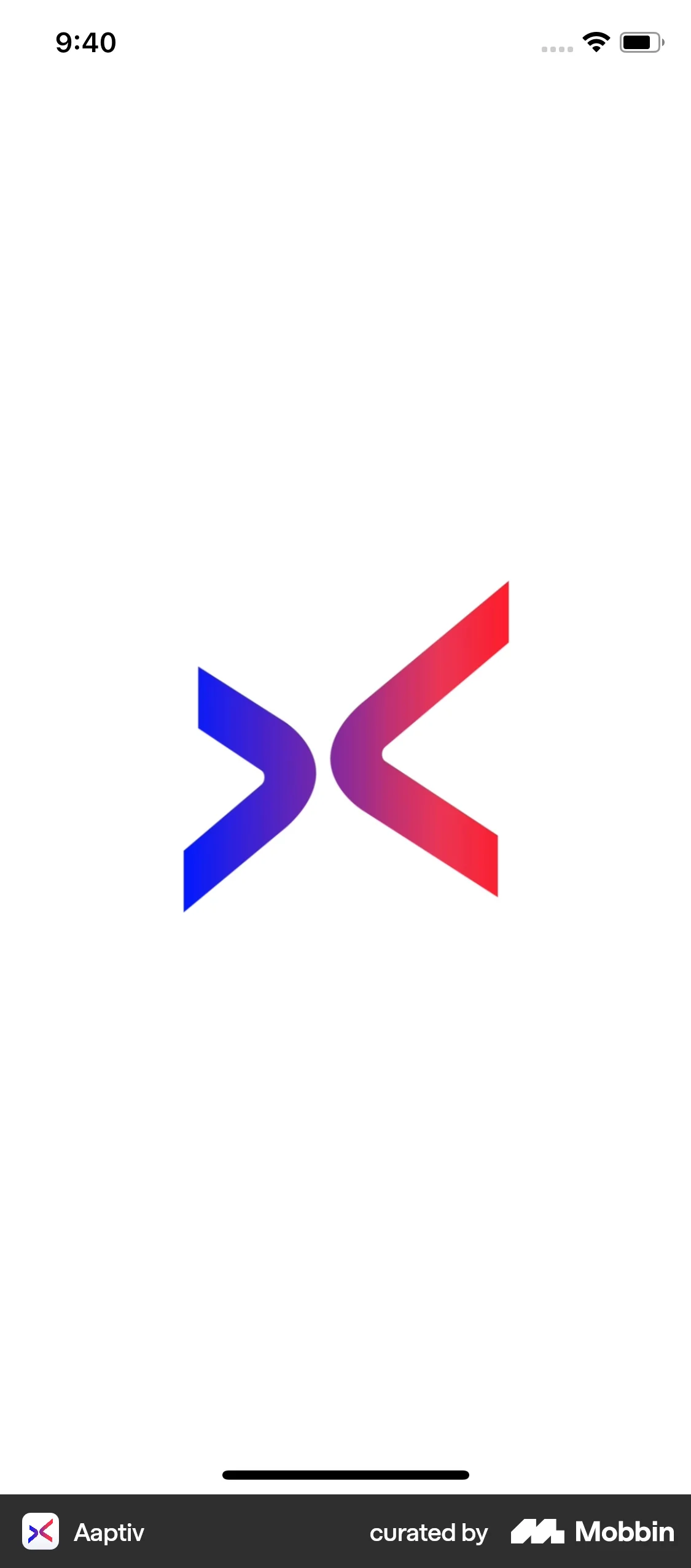 Aaptiv iOS Splash Screen screen