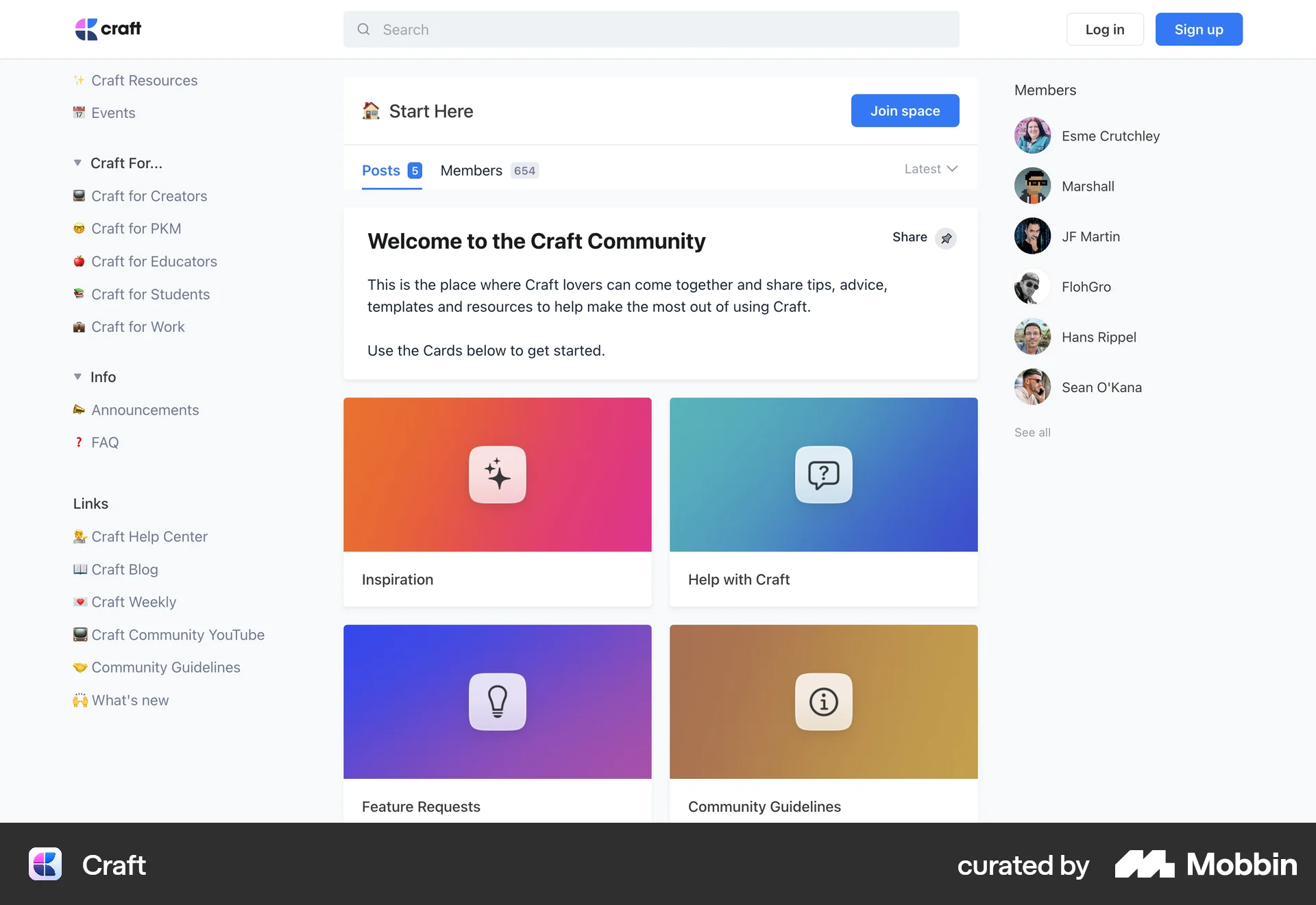 Craft Web screen containing Side Navigation UI element