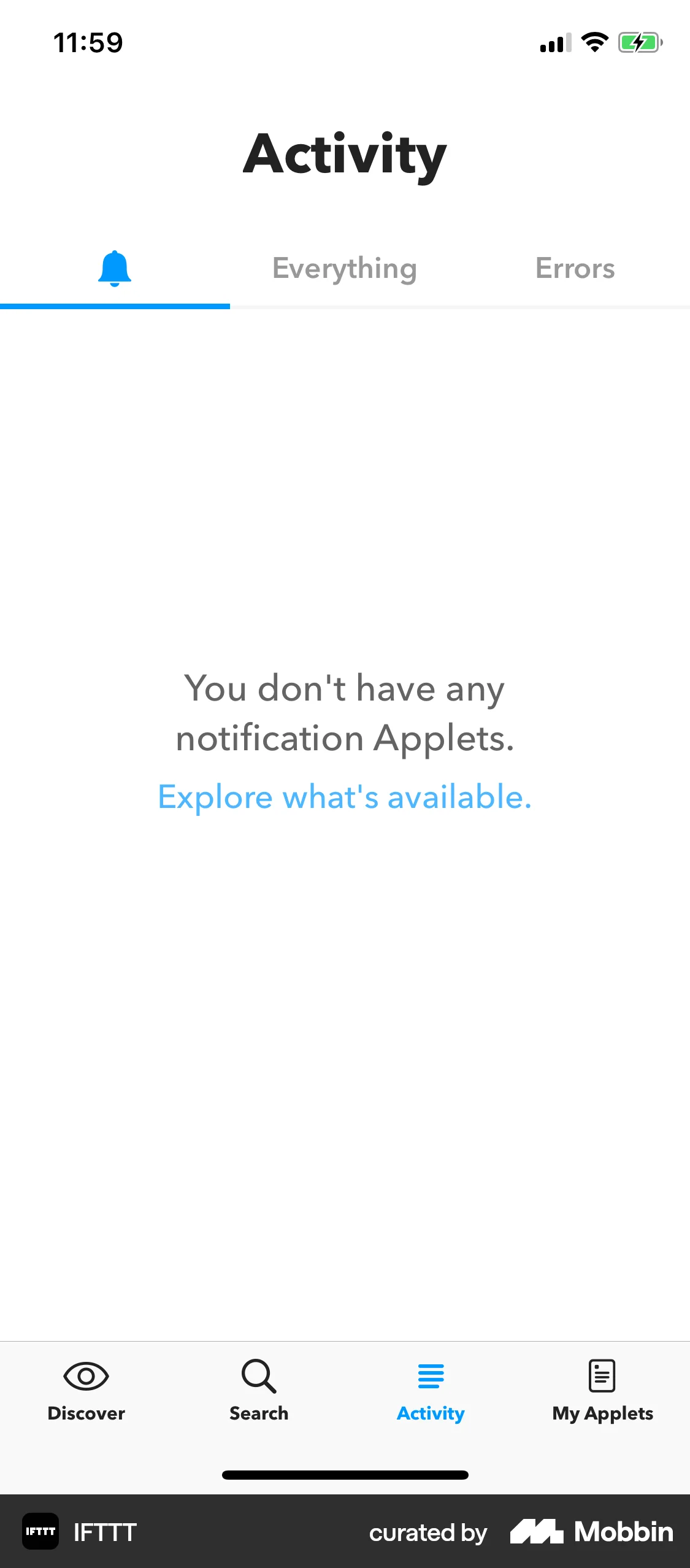 IFTTT iOS Notifications screen