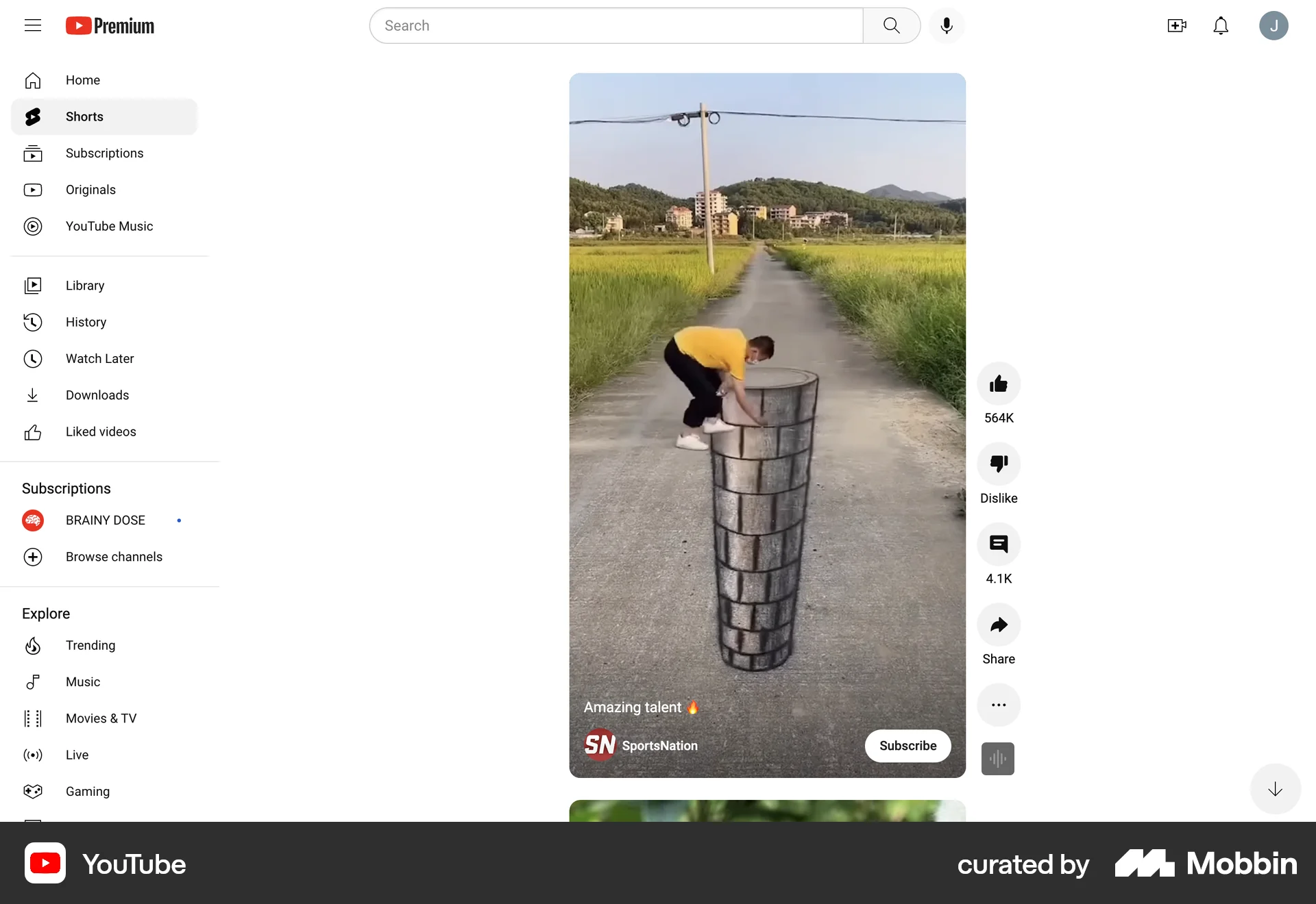 YouTube Web Stories screen