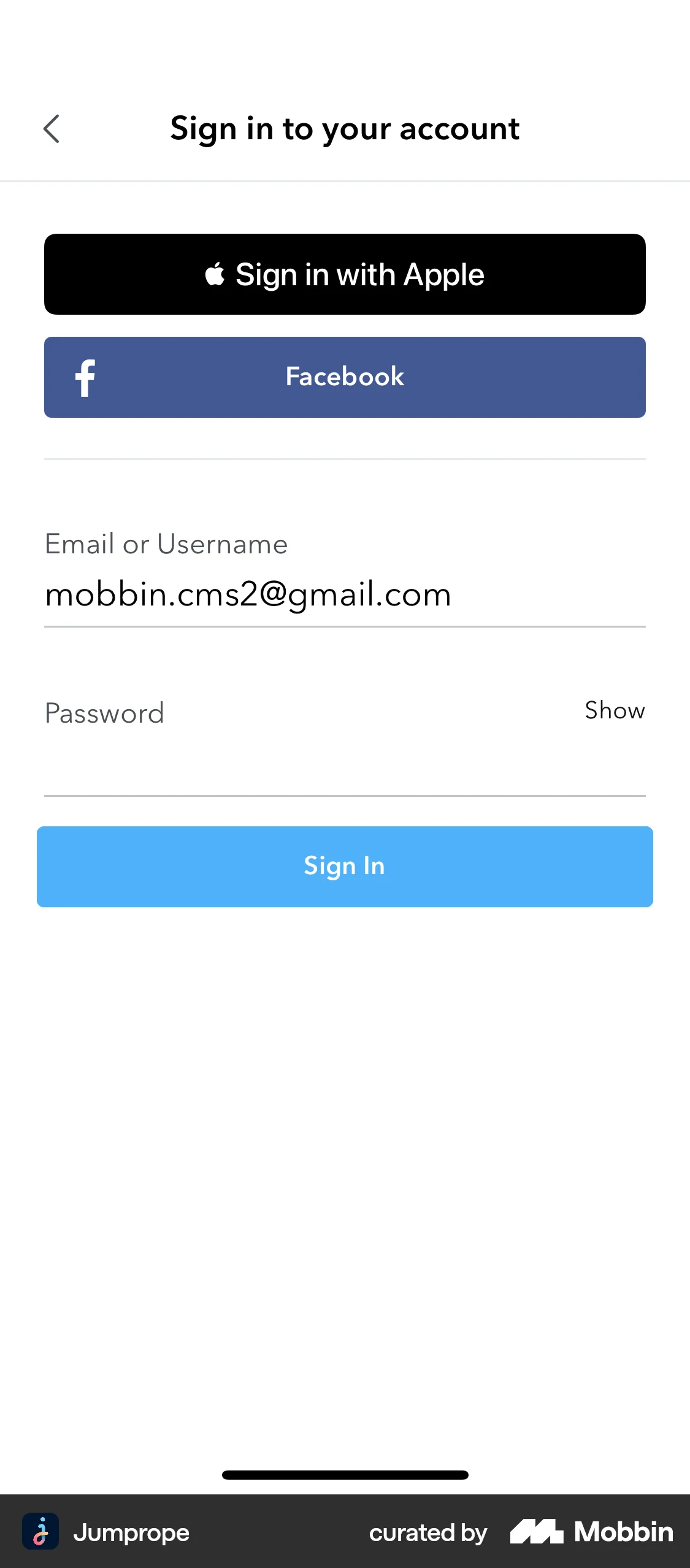 Jumprope iOS Photo & Video App screen