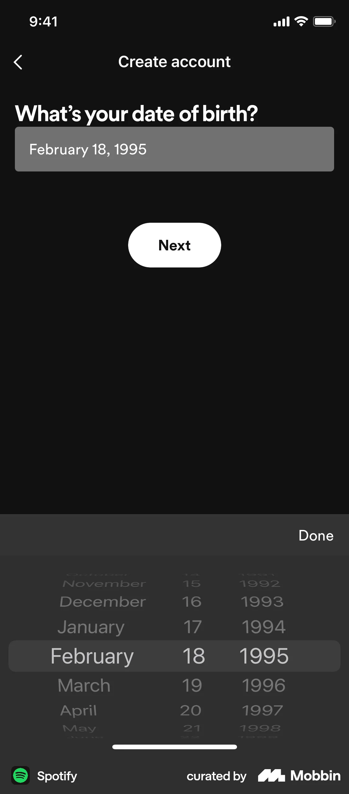Spotify Onboarding screen