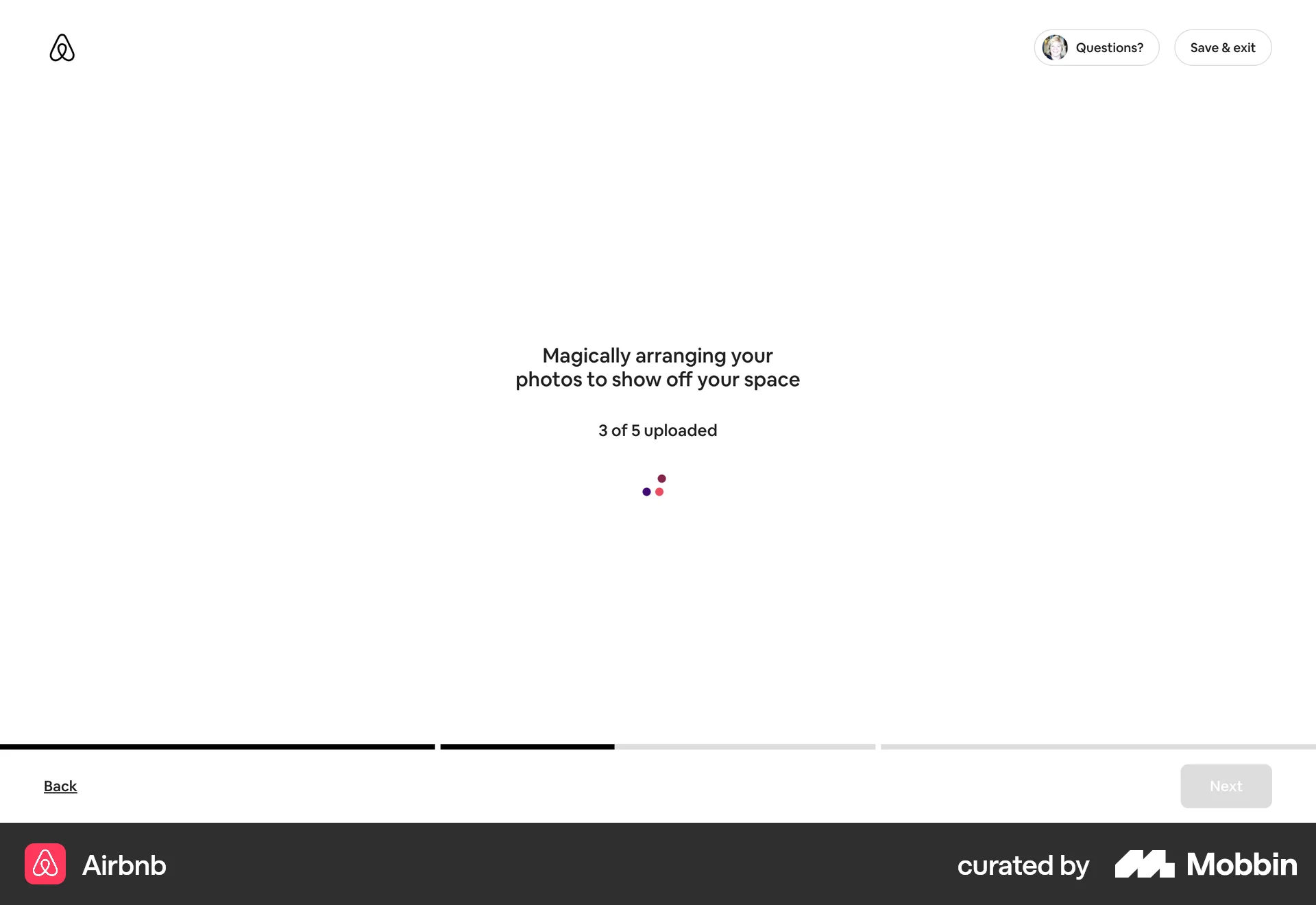 Airbnb Web screen containing Loading Indicator UI element
