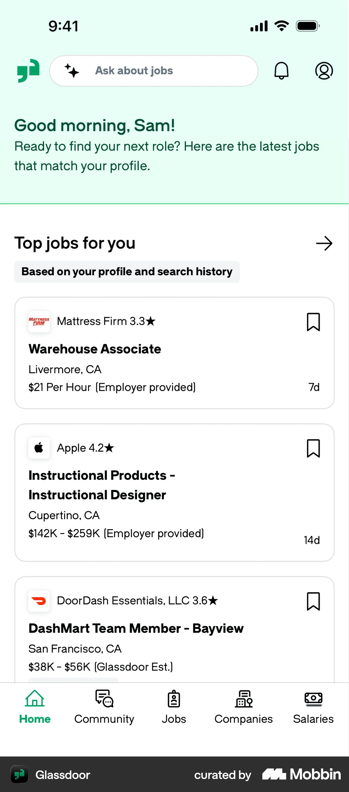 Glassdoor screen
