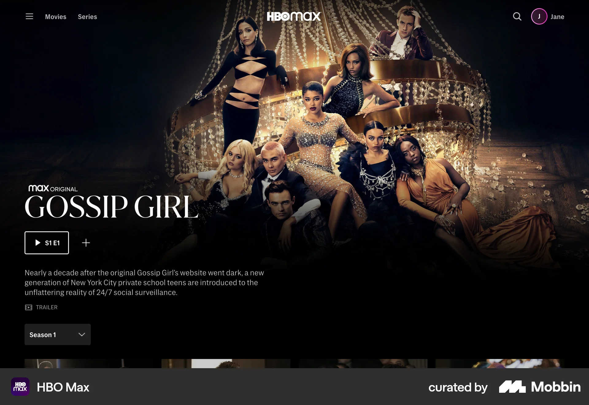 HBO Max Web TV Show & Movie Detail screen