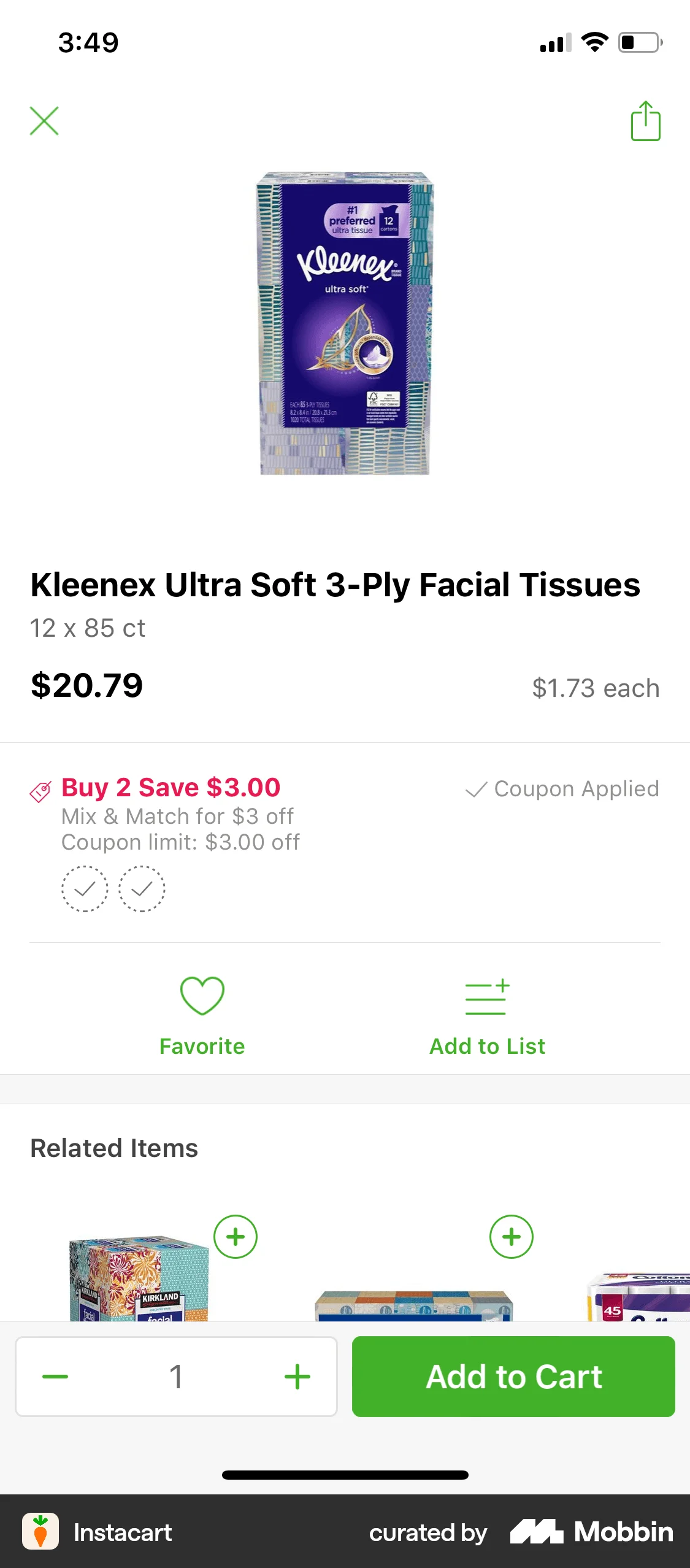 Instacart iOS Product Detail screen