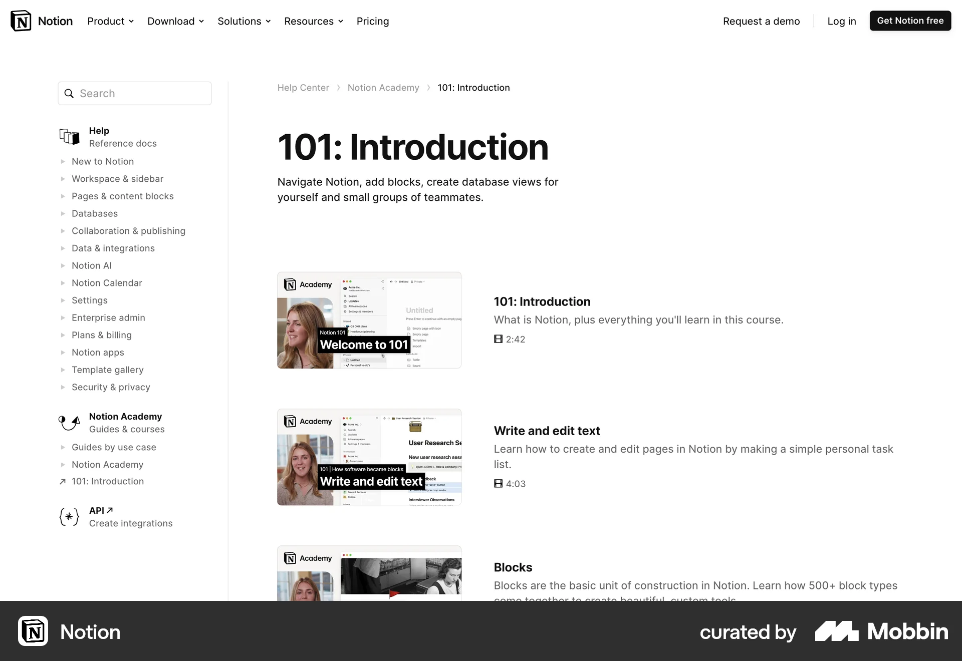 Notion Web screen containing Breadcrumbs UI element