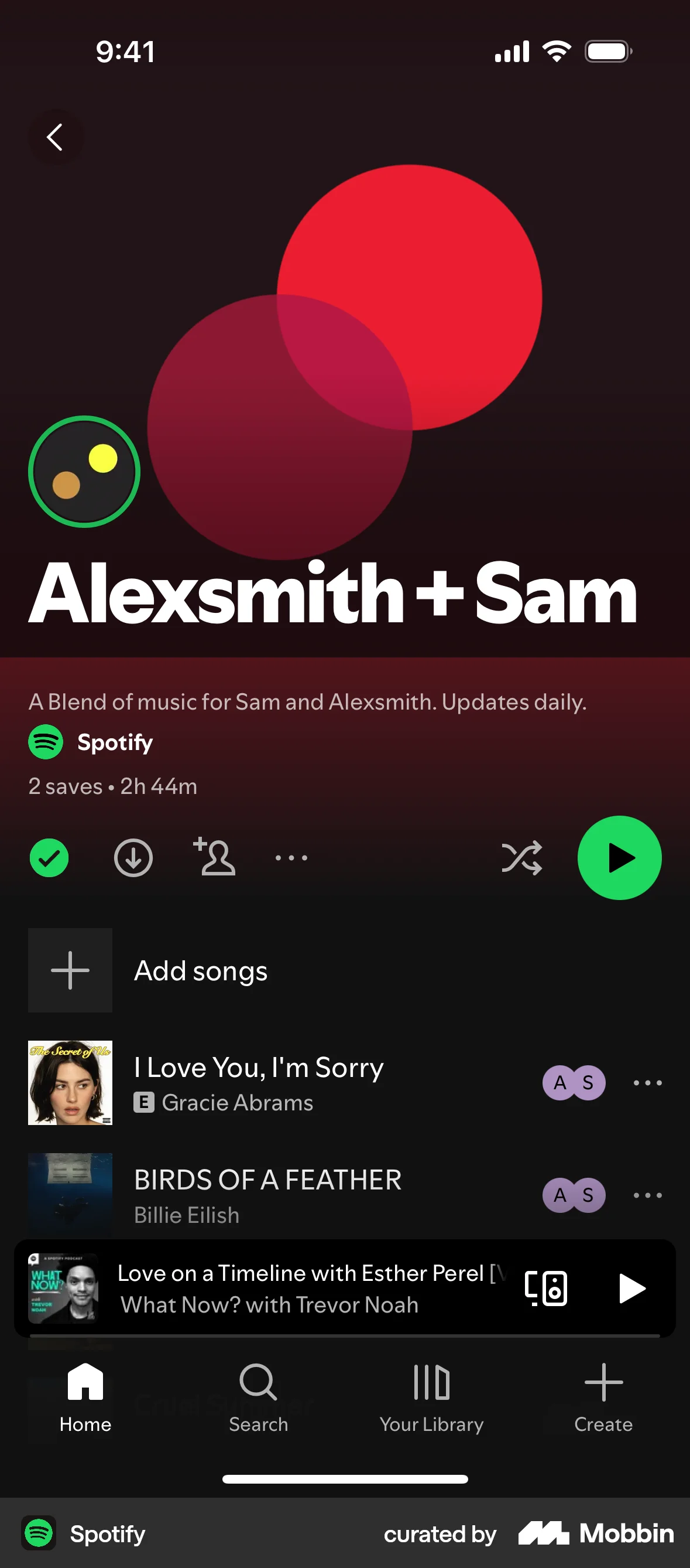 Spotify iOS Groups & Community screen