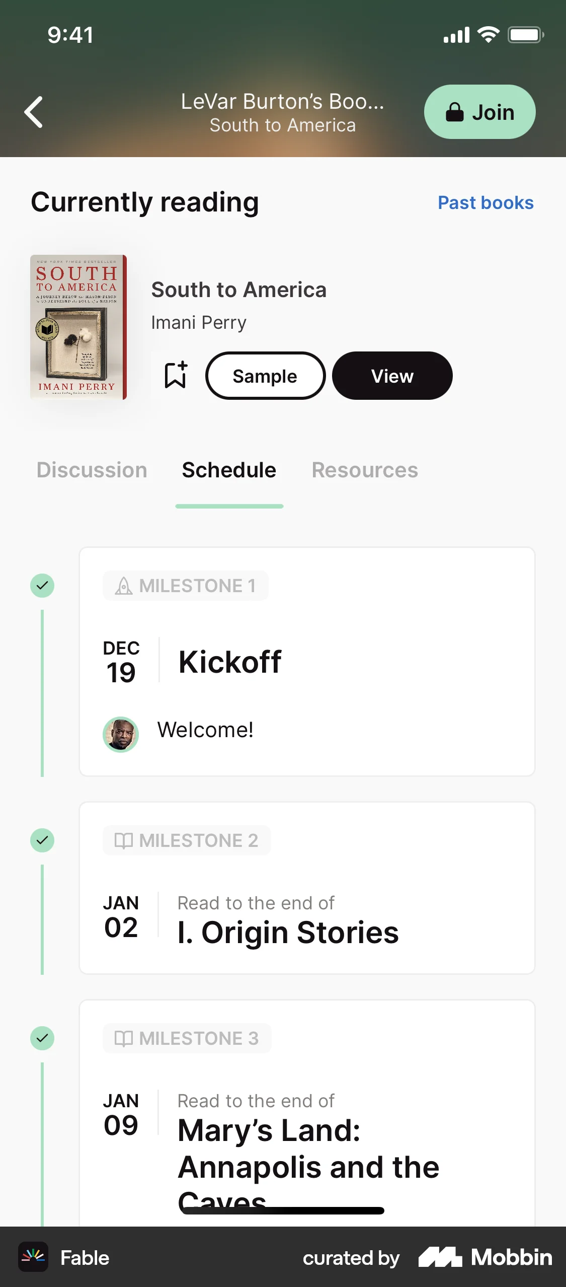 Fable iOS User / Group Profile screen