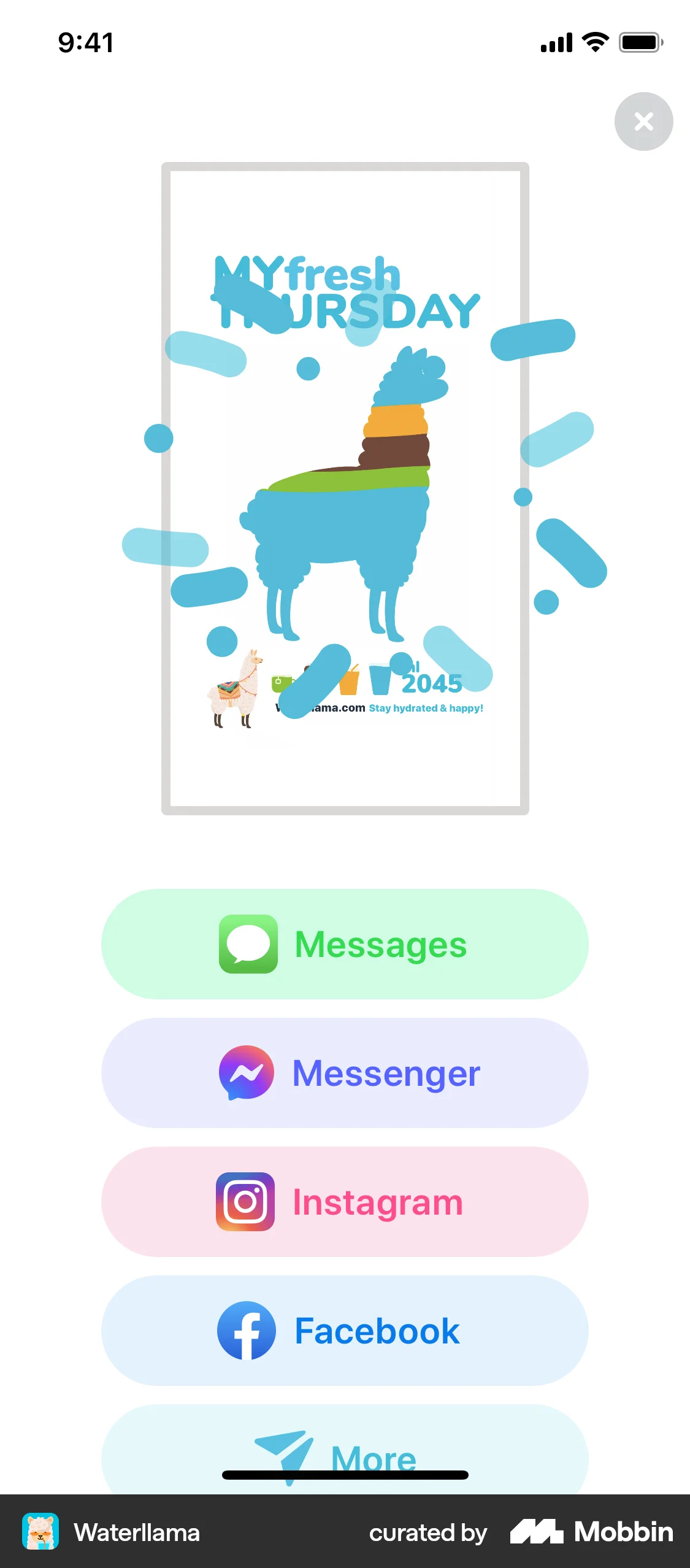 Waterllama iOS Confetti screen