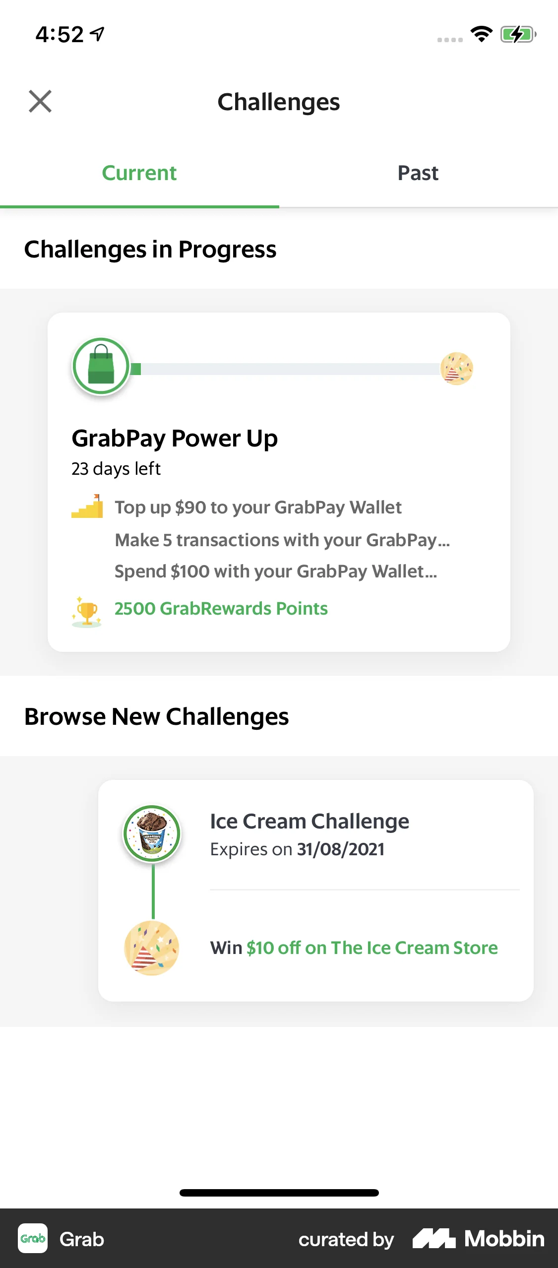Grab iOS screen containing Progress Indicator UI element