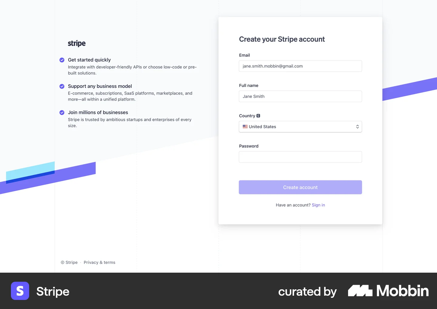 Stripe Web Stripe Web Onboarding Flow | Mobbin