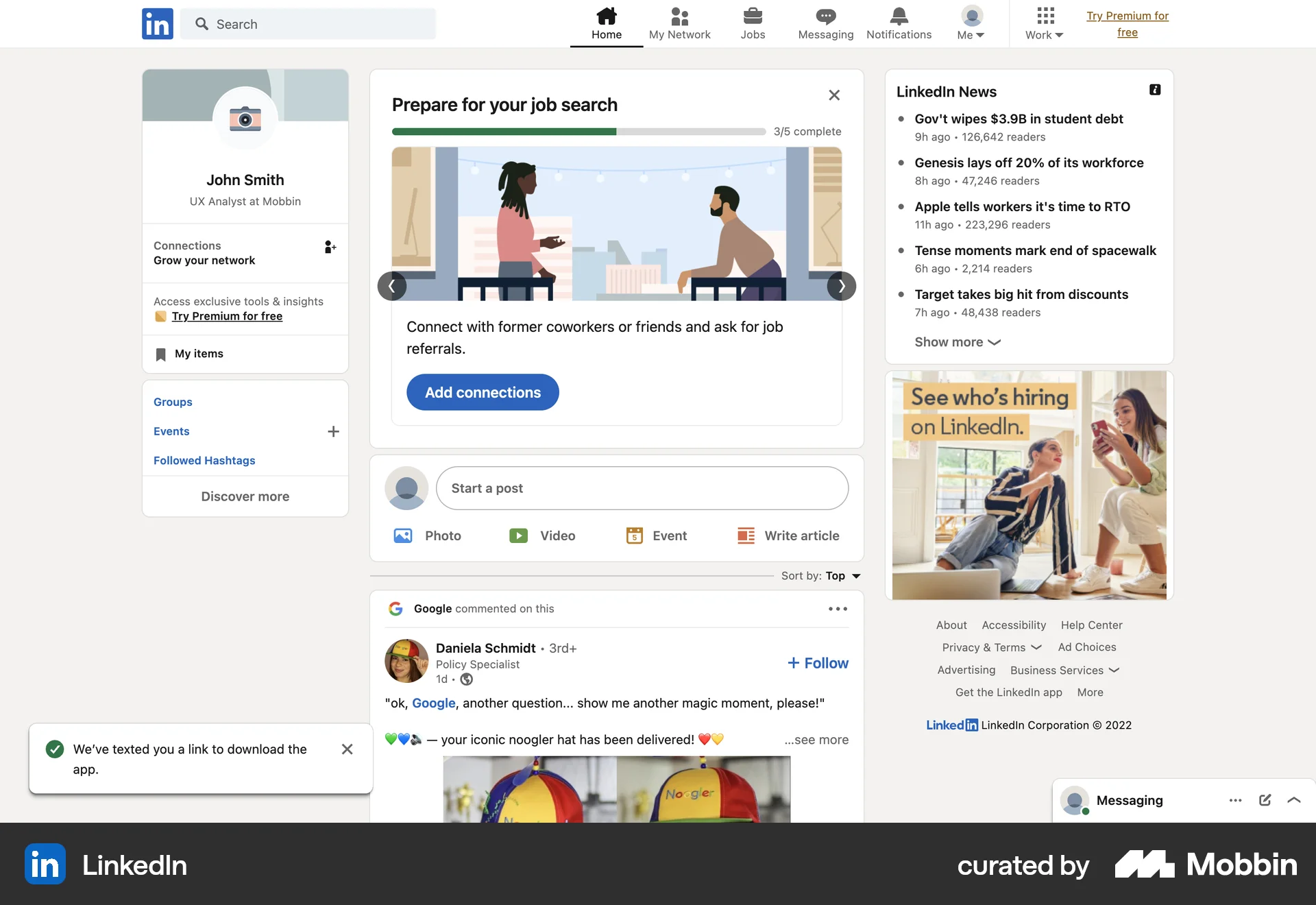 LinkedIn Web Jobs & Recruitment App screen