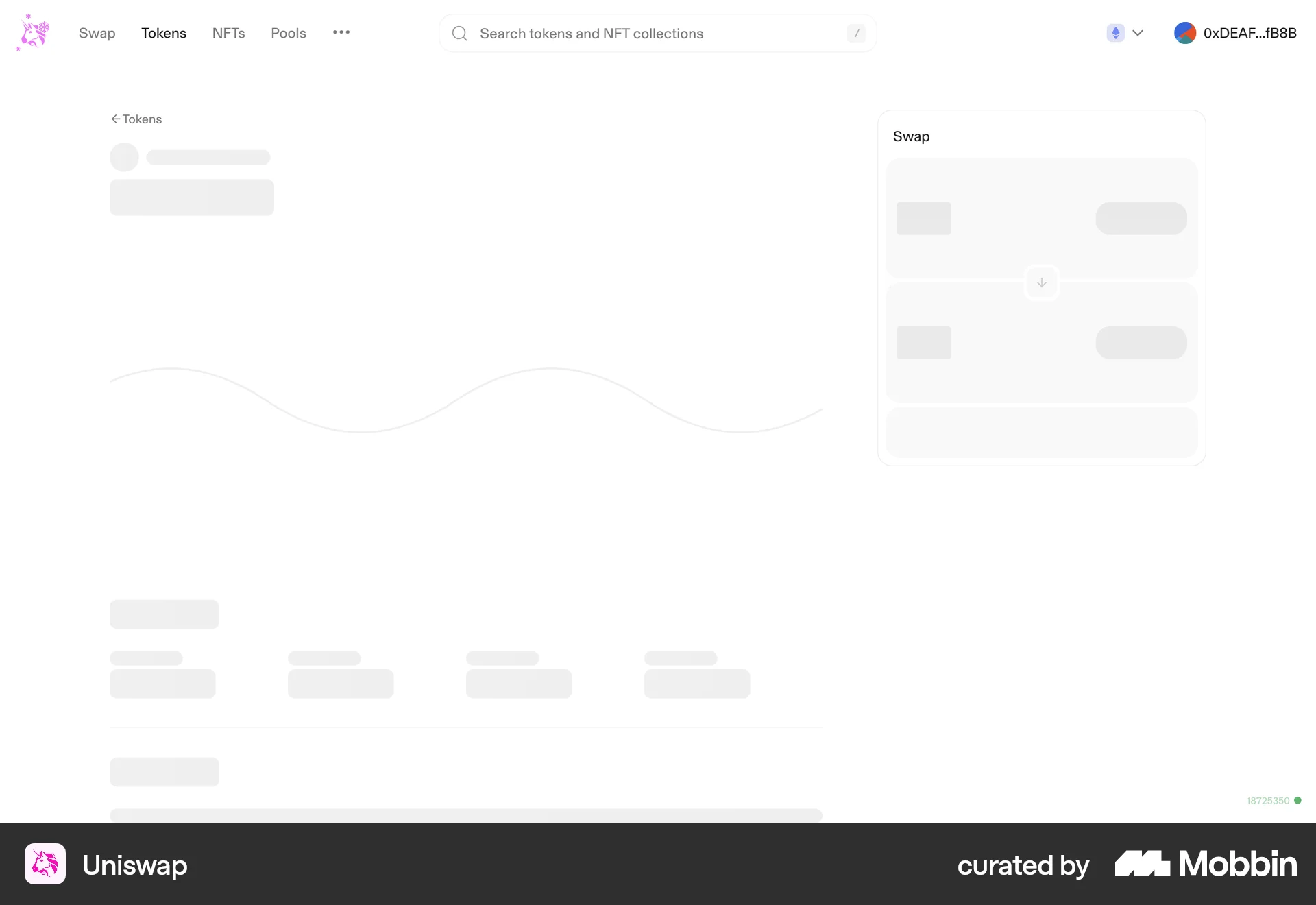 Uniswap Web screen containing Skeleton UI element