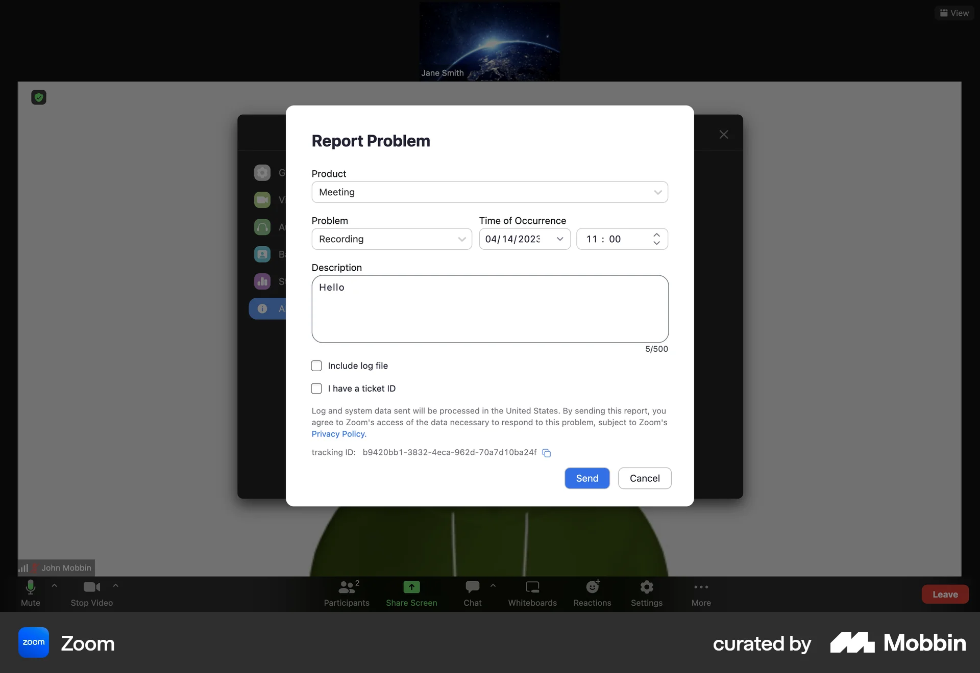 Zoom Web Flag & Report screen
