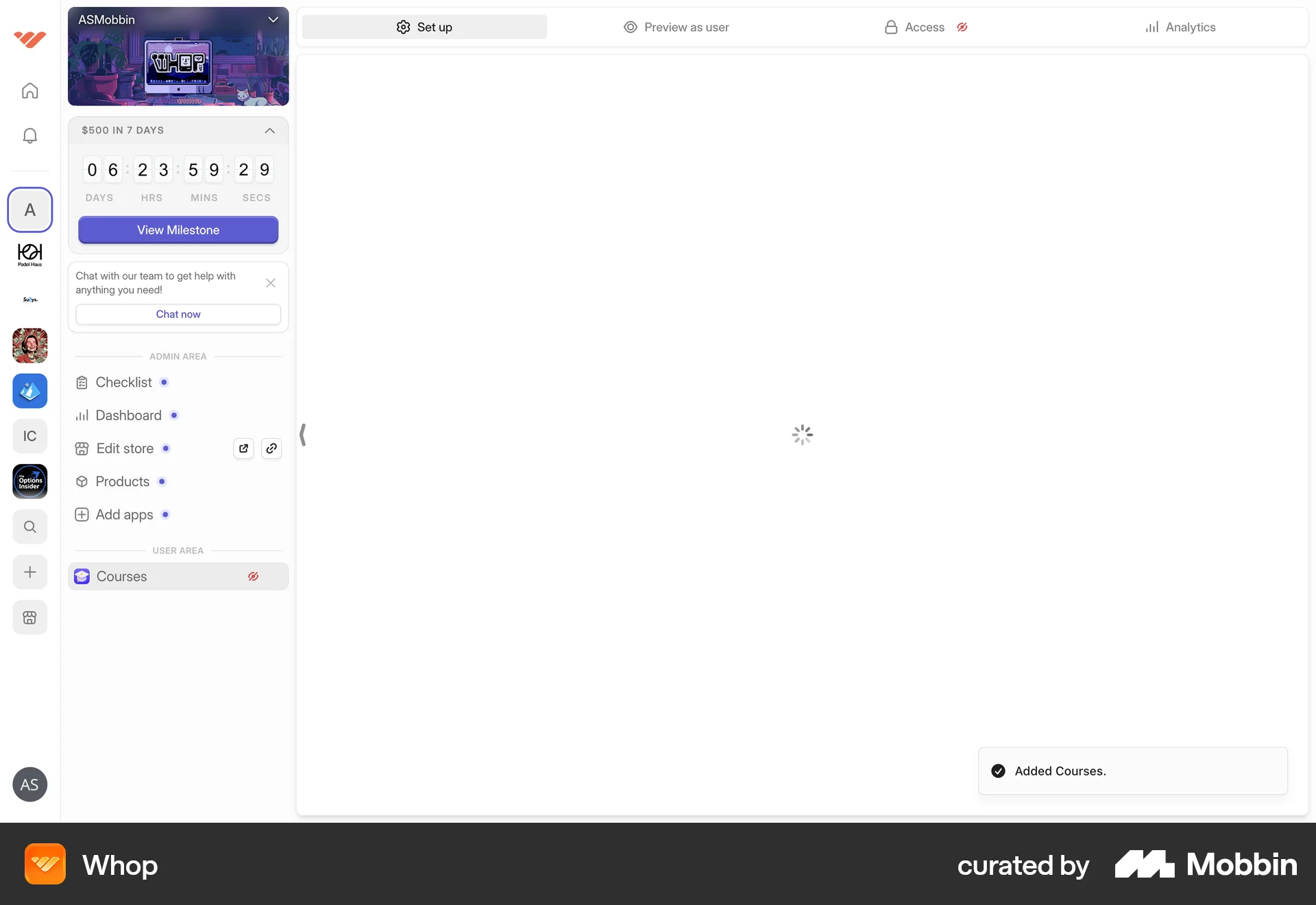 Whop Web Time Tracker screen