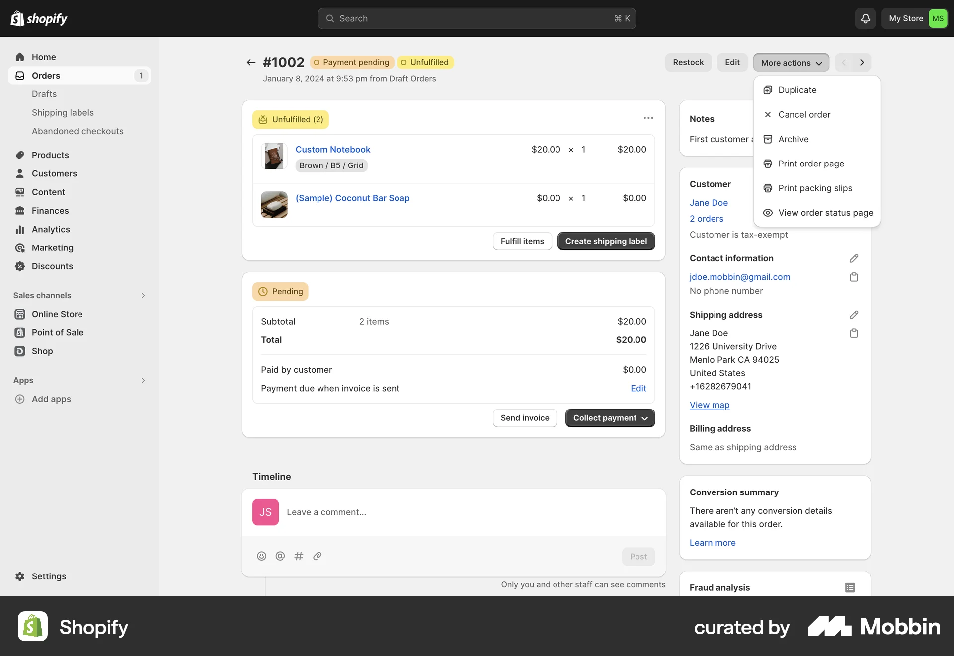 Shopify Web CRM App screen
