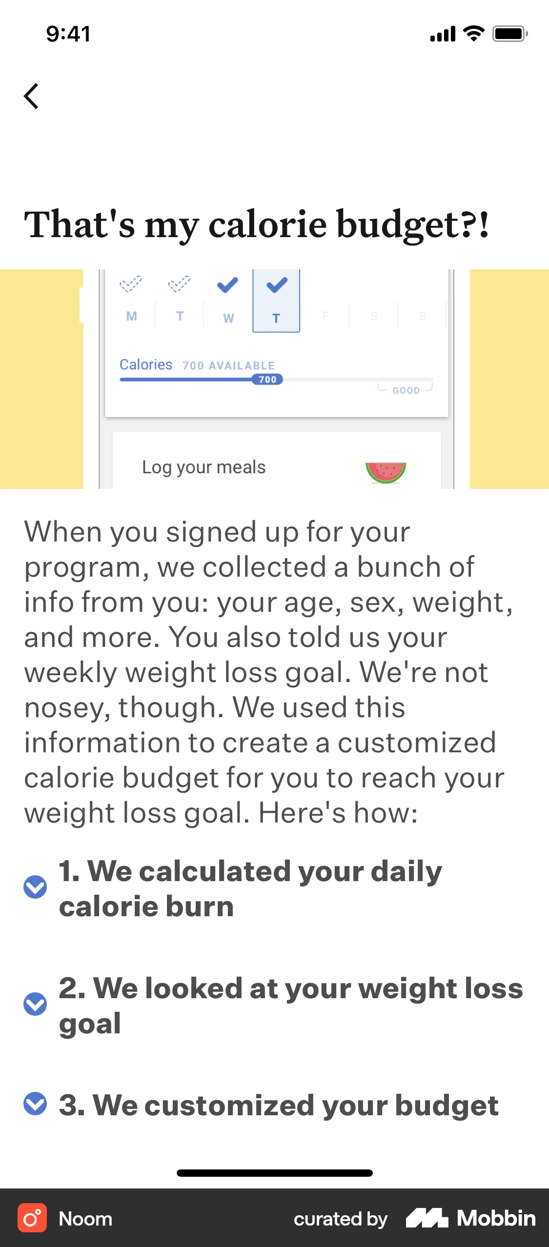 Noom iOS Article Detail screen