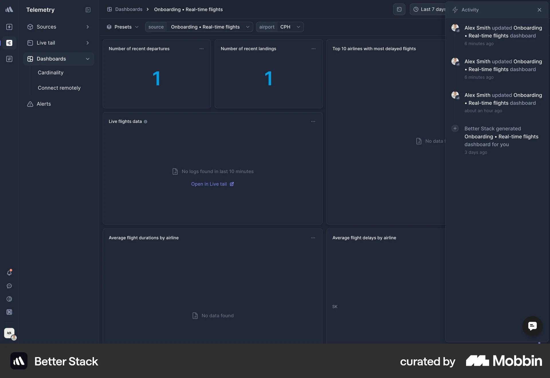 Better Stack Web screen containing Drawer UI element