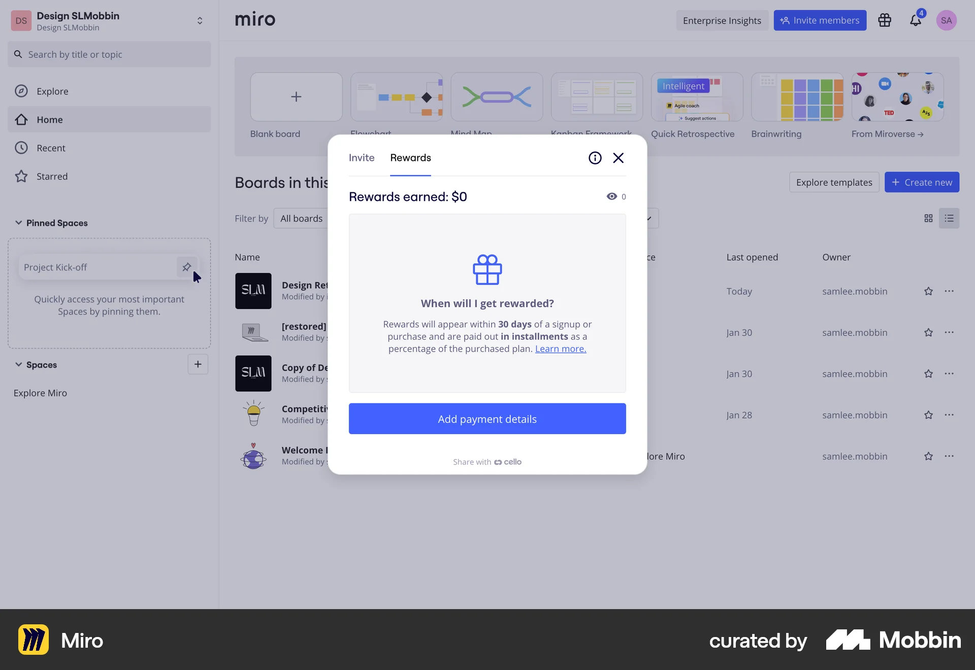 Miro Web Wallet & Balance screen