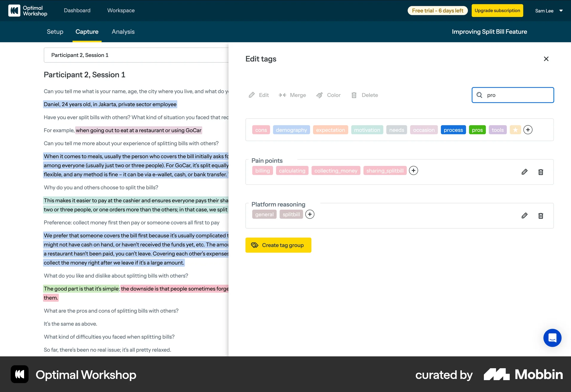 Optimal Workshop Web Search screen