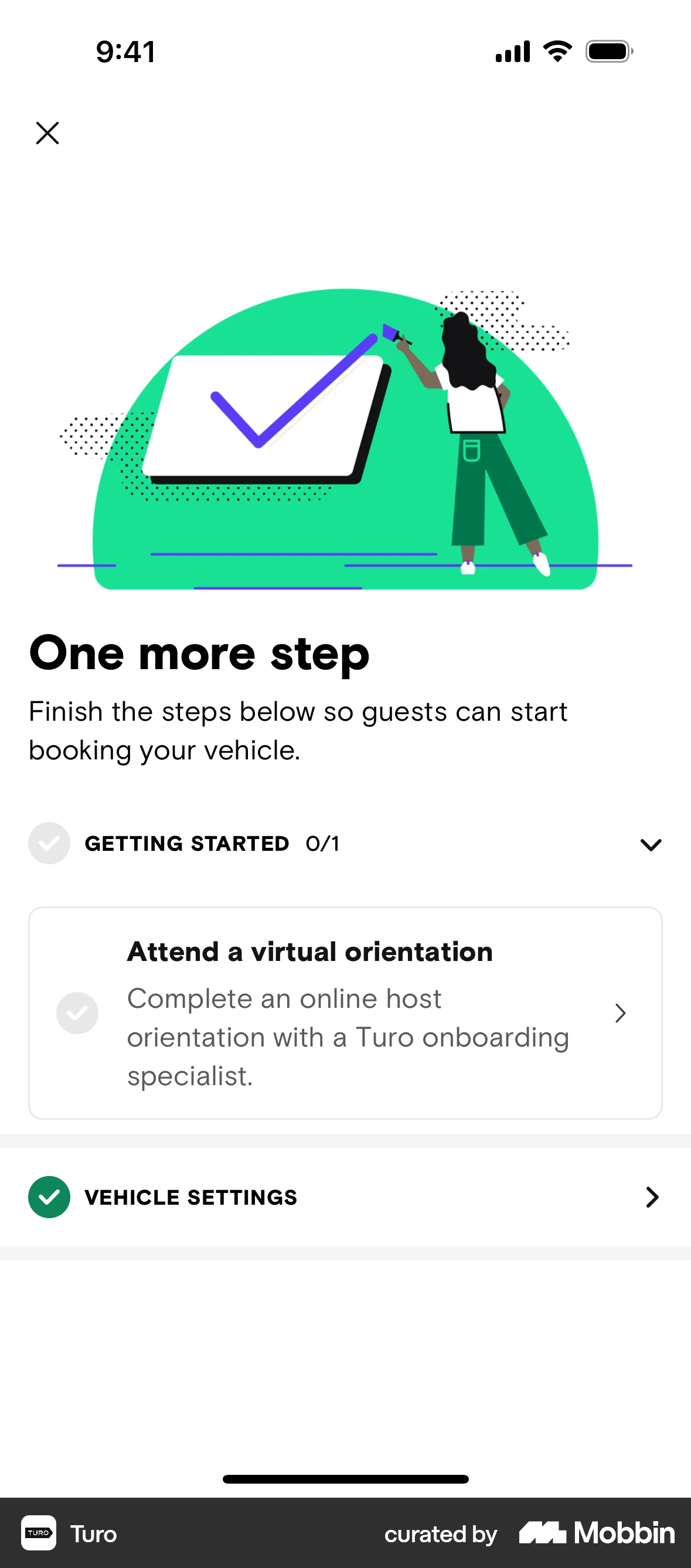 Turo iOS Progress screen