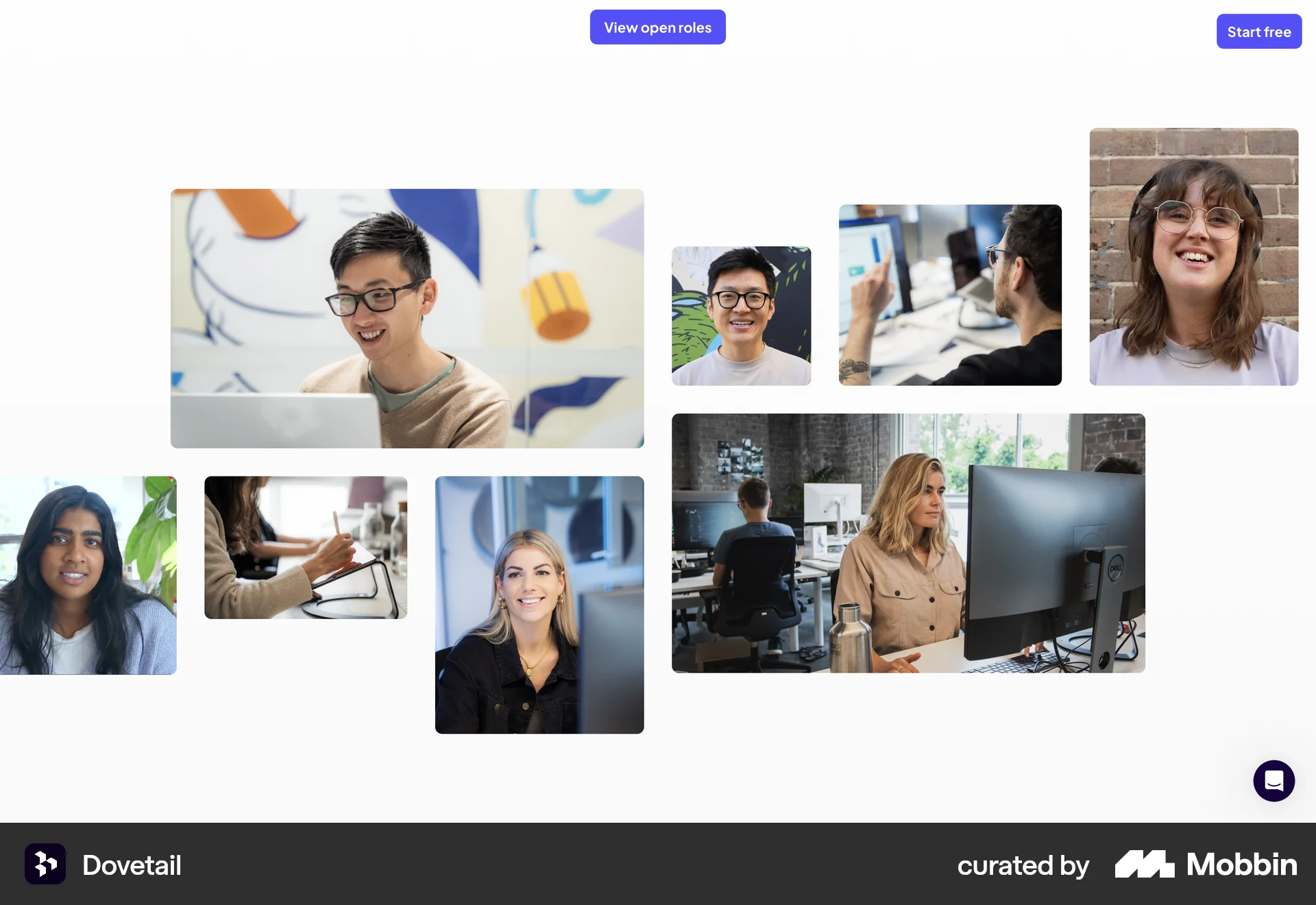 Dovetail Web screen containing Gallery UI element