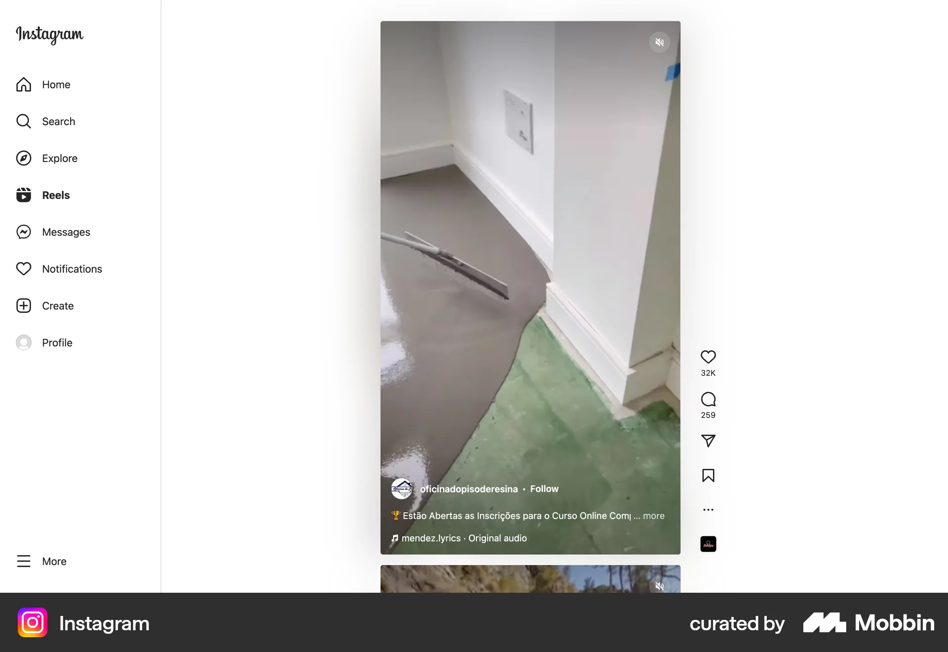 Instagram Web Video Player screen