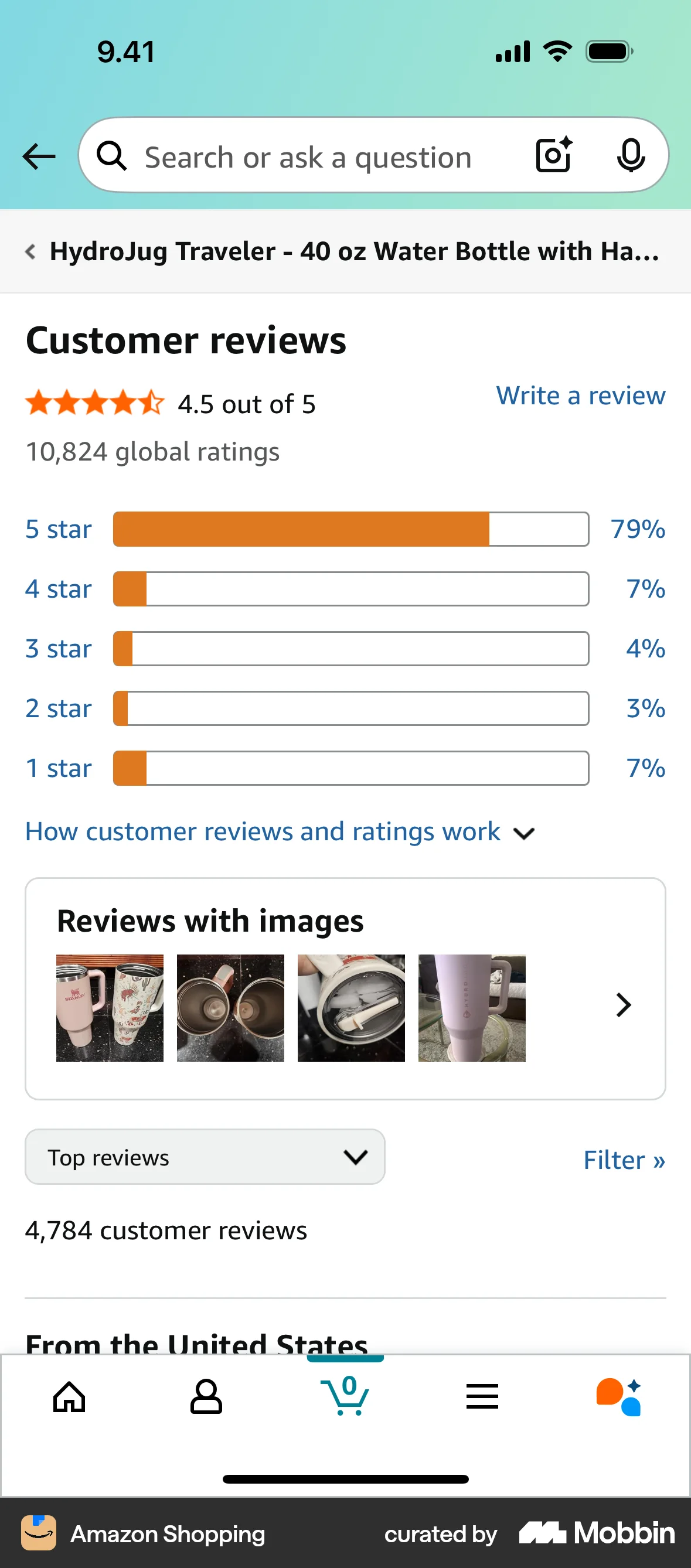 Amazon Shopping iOS Reviews & Ratings screen